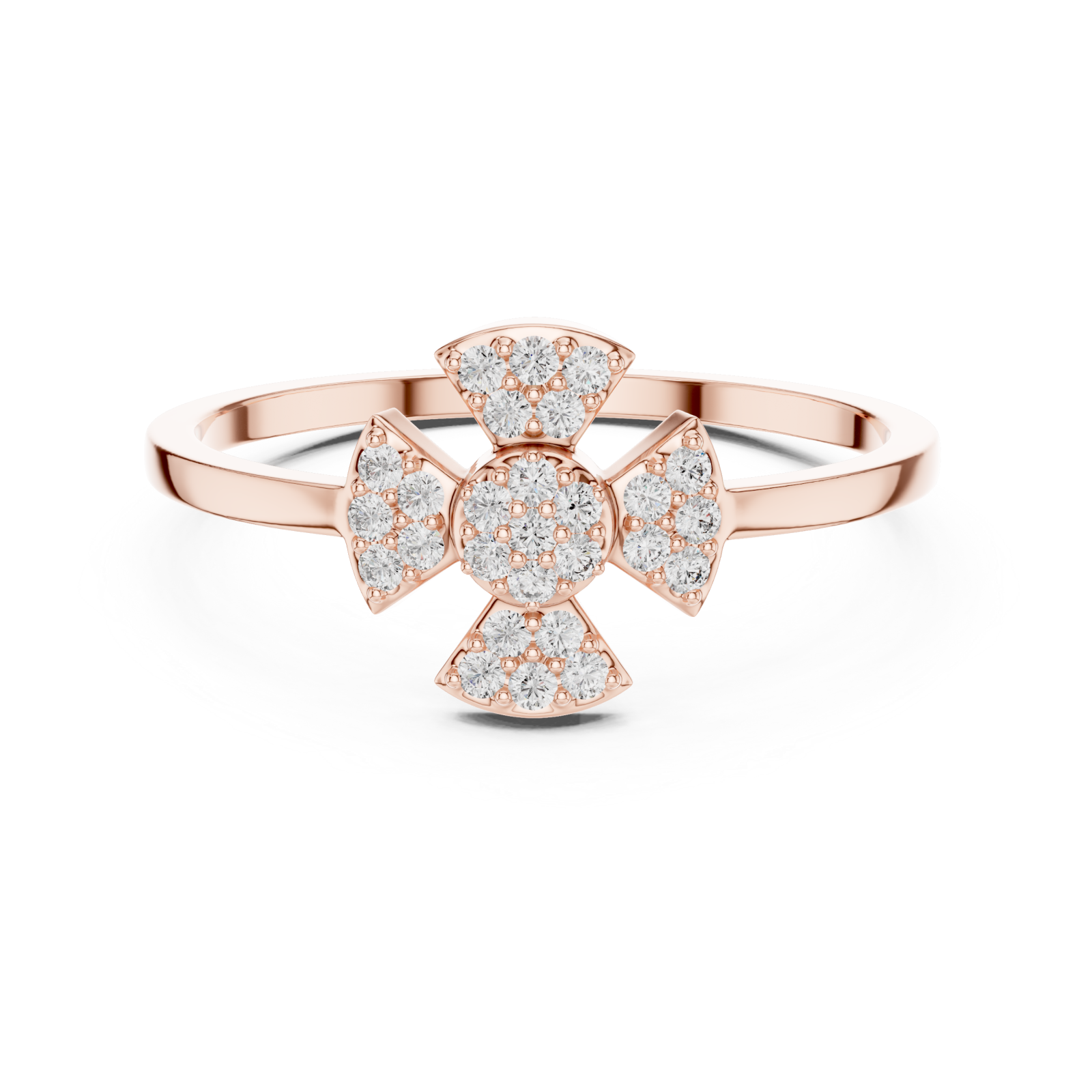  Rose Gold Petal Crest Band Ring Front View