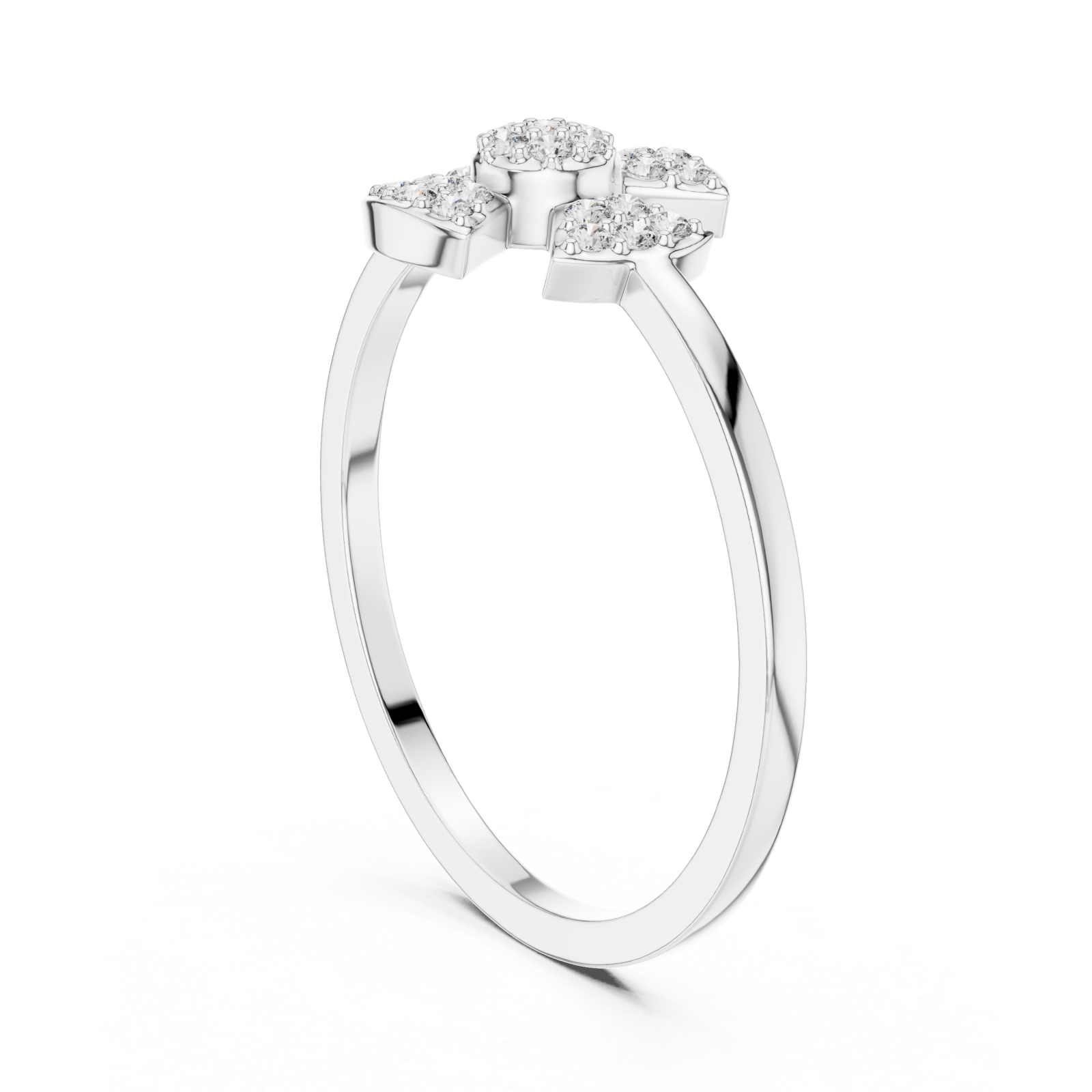  White Gold Petal Crest Band Ring Left View