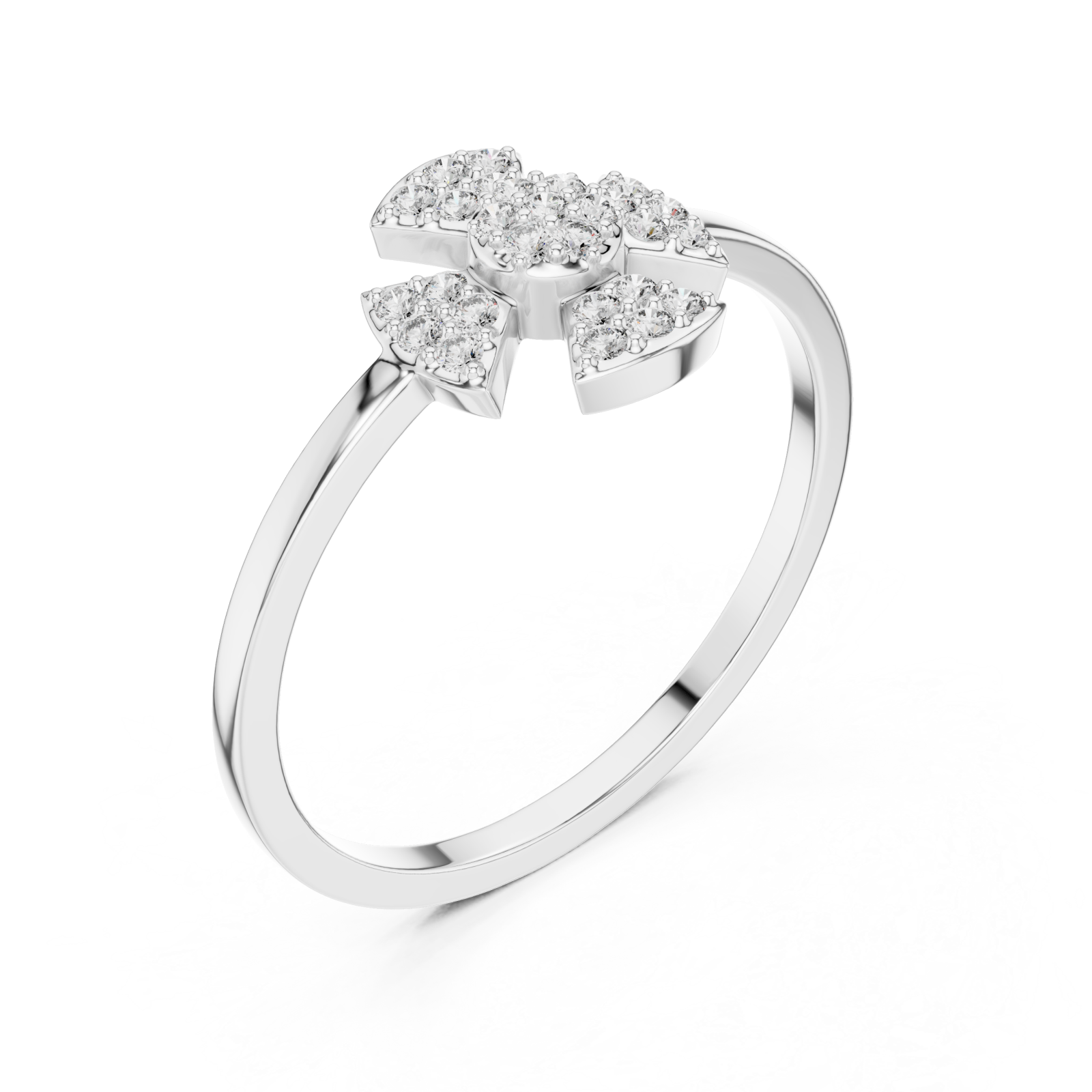  White Gold Petal Crest Band Ring Right View