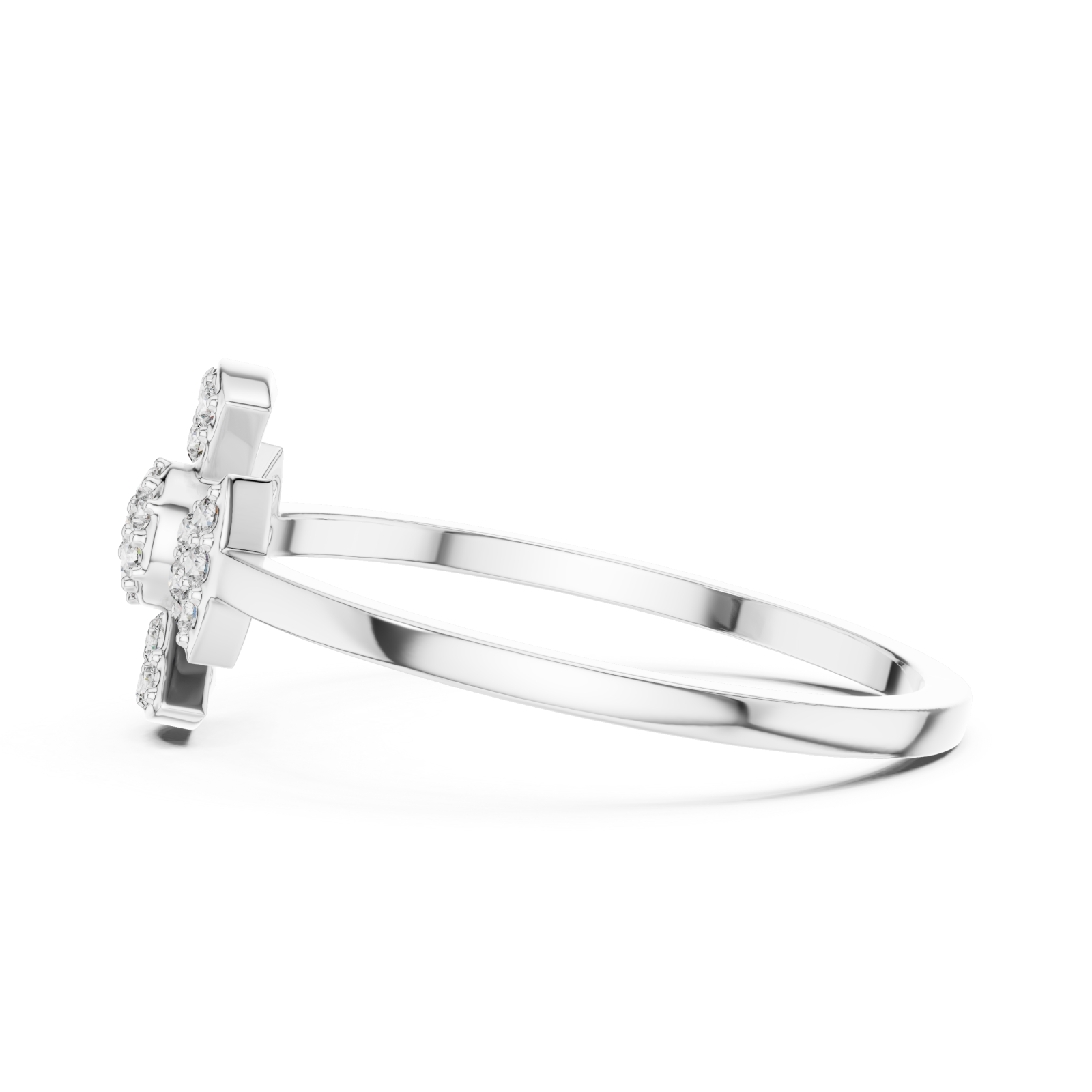  White Gold Petal Crest Band Ring Side View