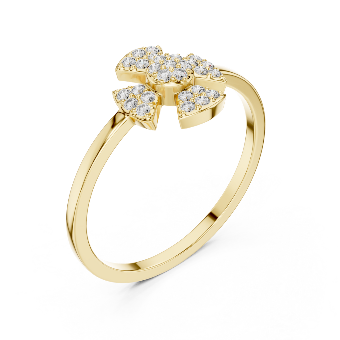 Gold Petal Crest Band Ring Right View
