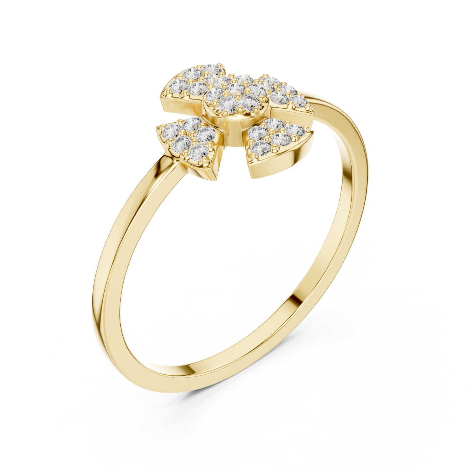 Gold Petal Crest Band Ring Right View