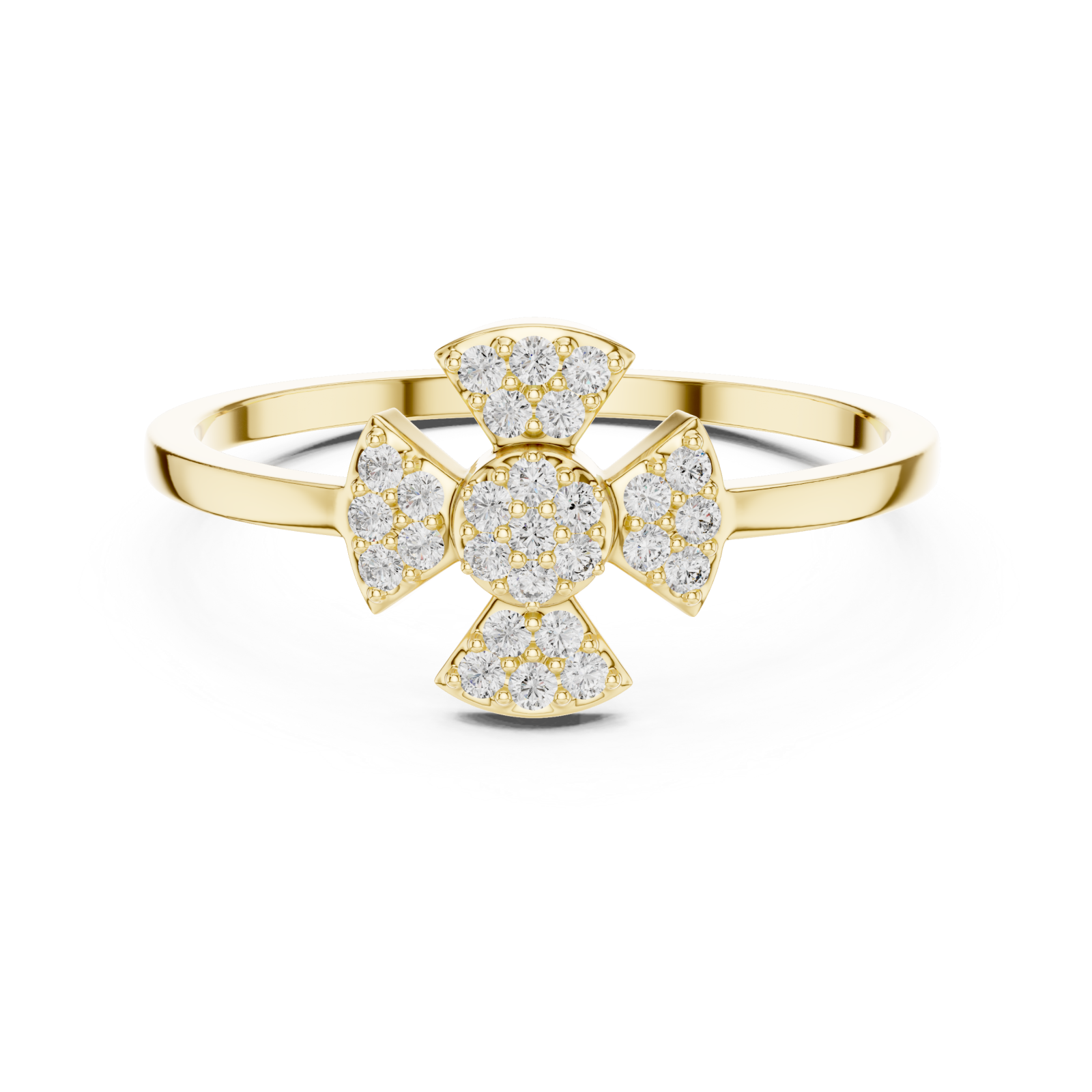  Gold Petal Crest Band Ring Front View