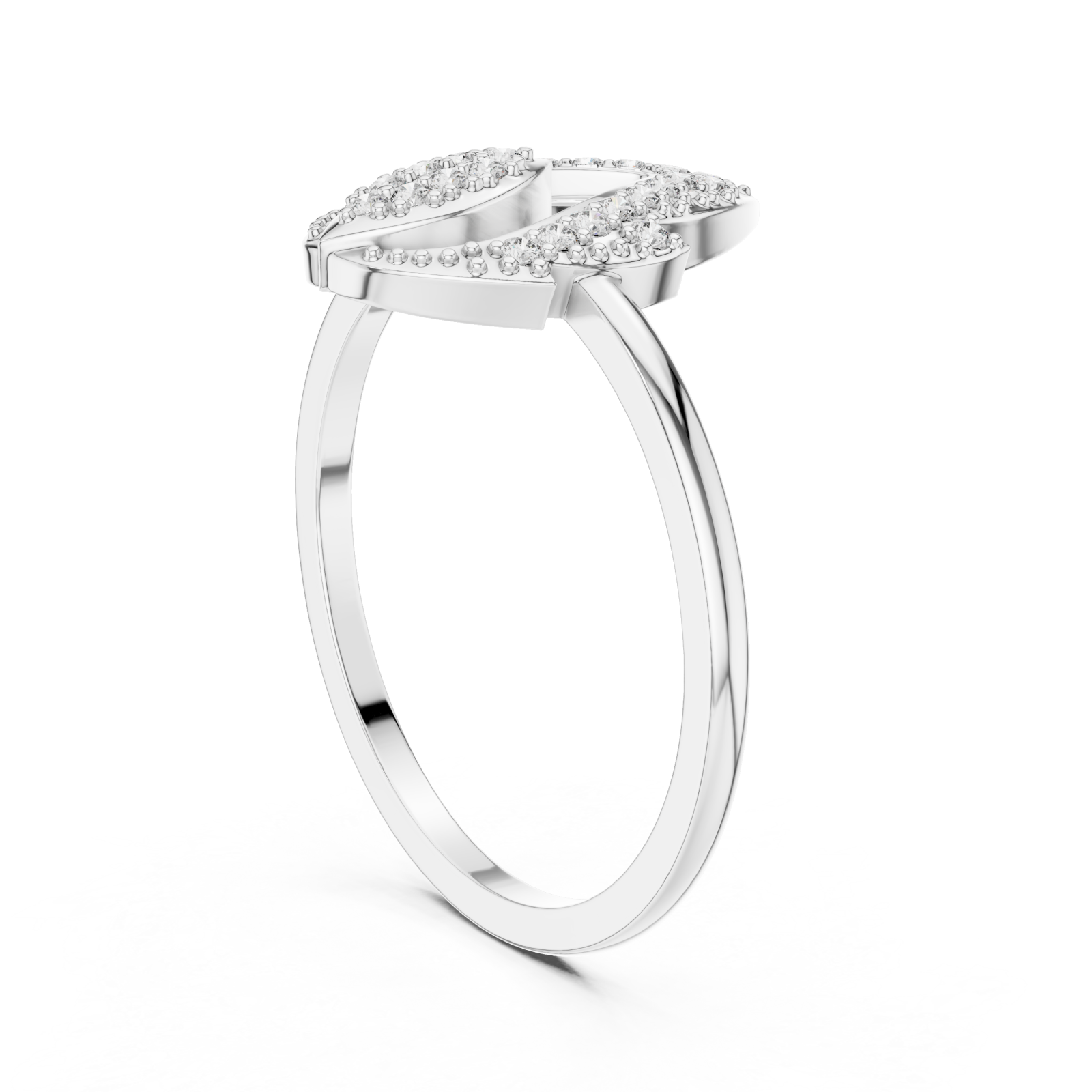  White Gold Whisper Crest Ring Left View