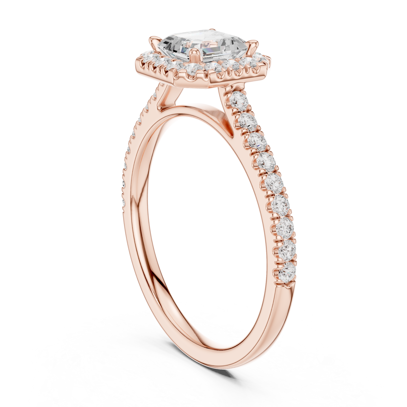  Rose Gold The Graceful Halo Embrace Ring Left View