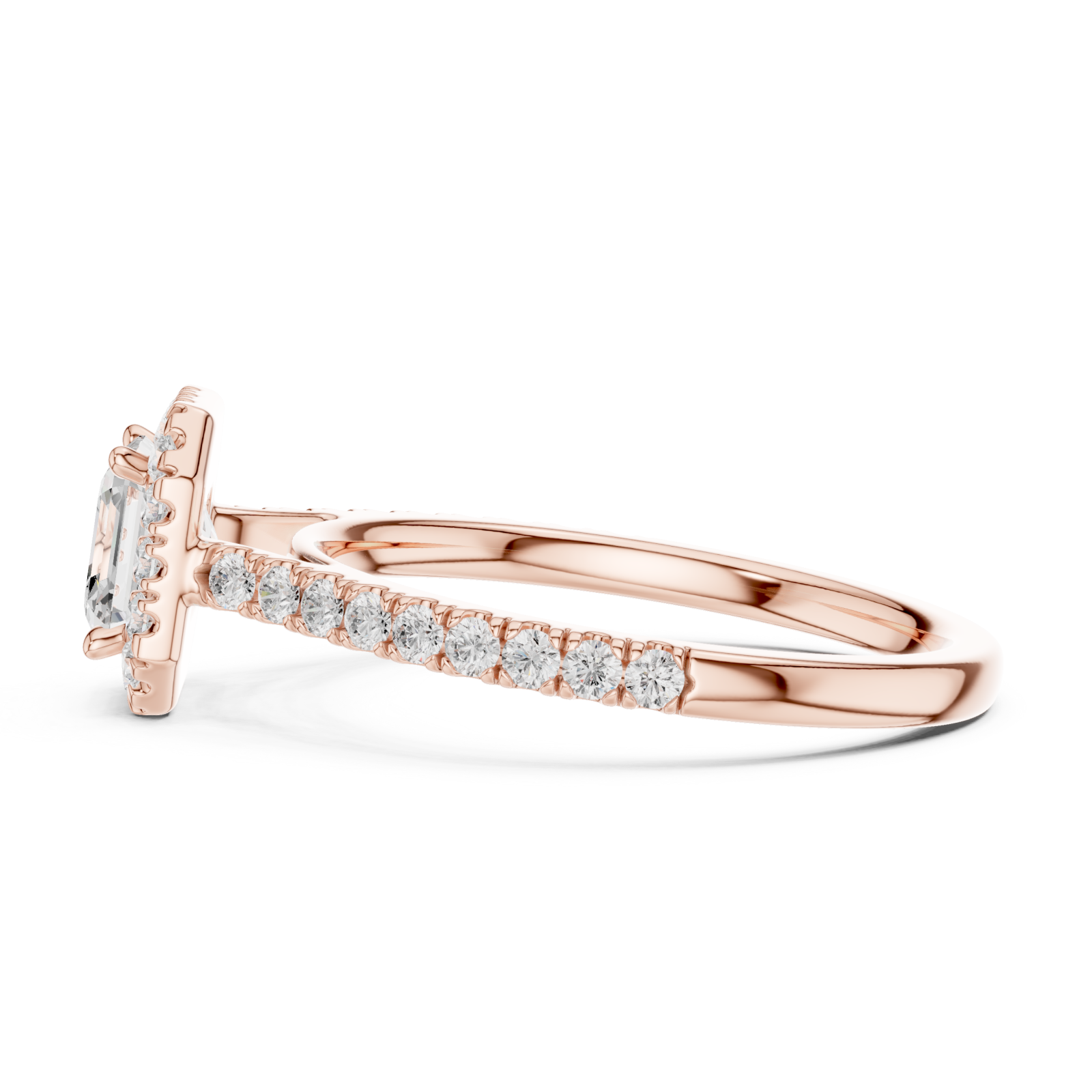  Rose Gold The Graceful Halo Embrace Ring Side View