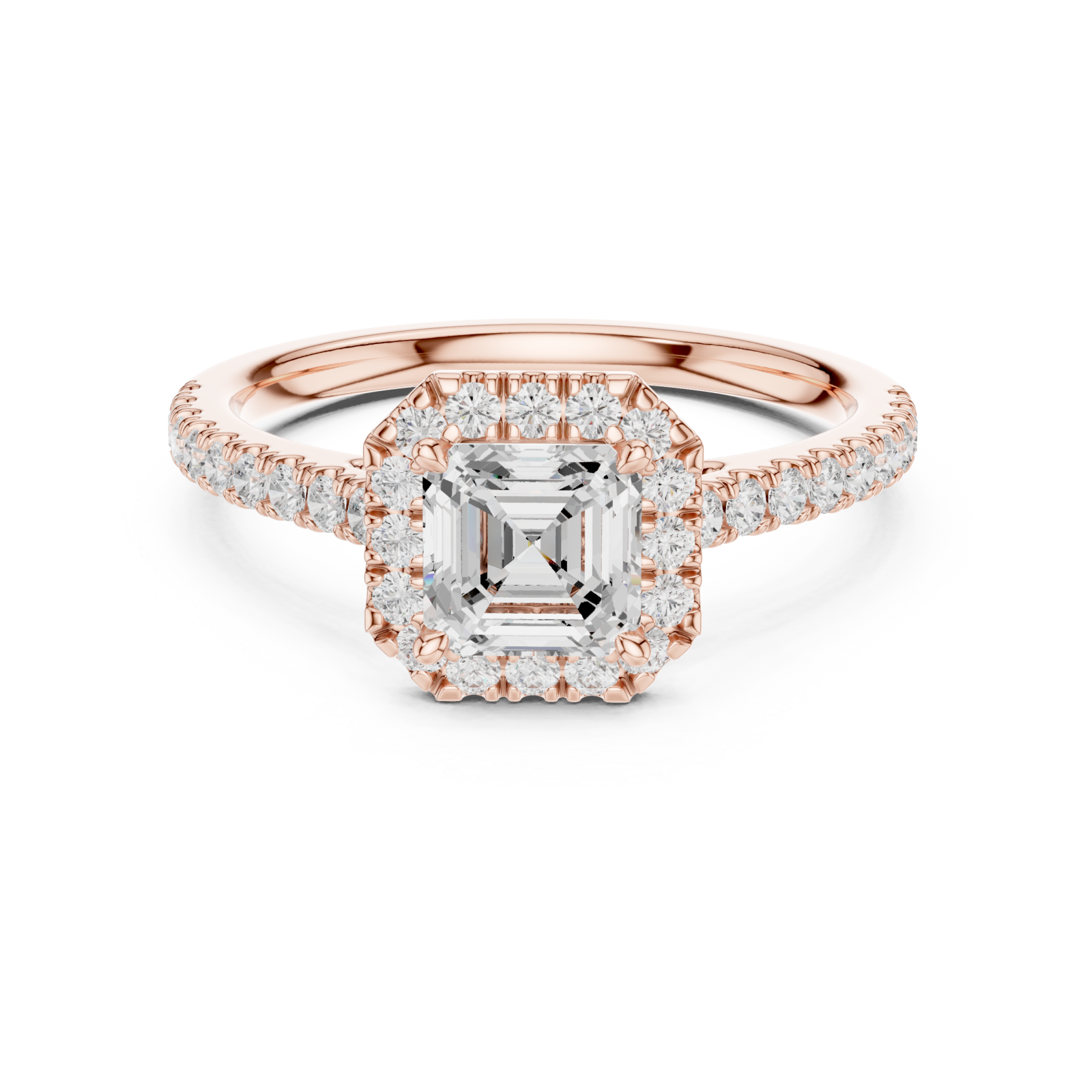  Rose Gold The Graceful Halo Embrace Ring Front View