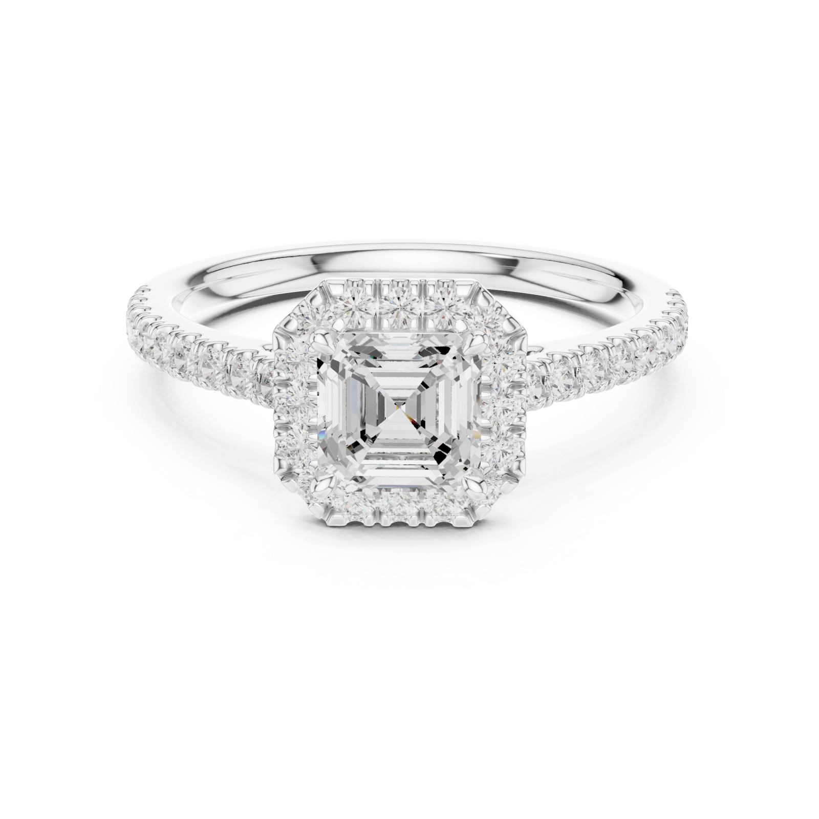  White Gold The Graceful Halo Embrace Ring Front View