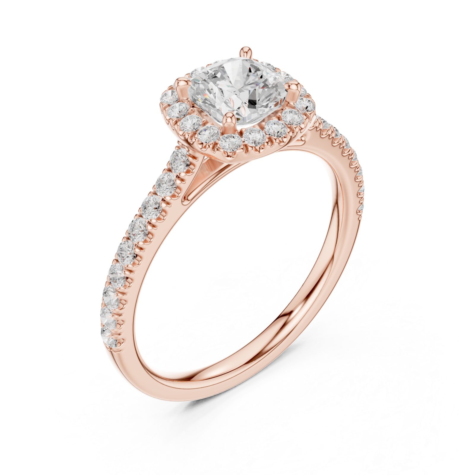  Rose Gold Radiant Halo Glow Engagement Ring Right View