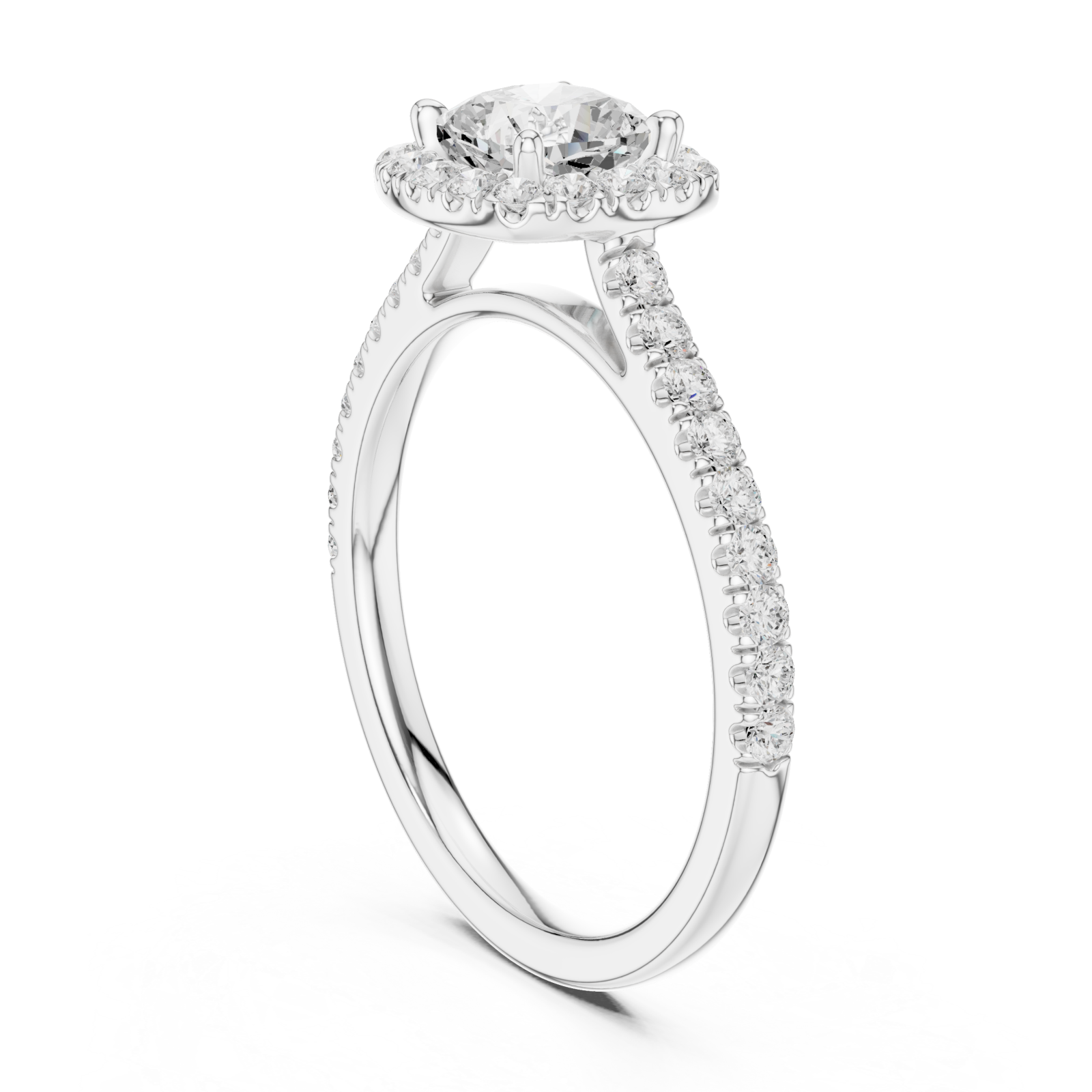 White Gold Radiant Halo Glow Engagement Ring Left View