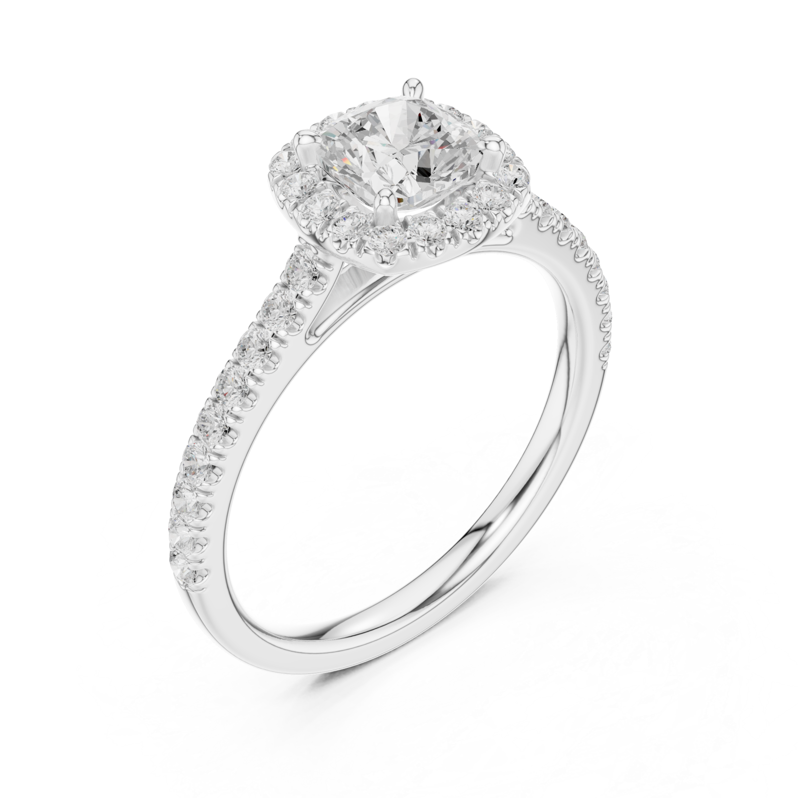  White Gold Radiant Halo Glow Engagement Ring Right View