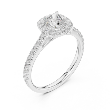  White Gold Radiant Halo Glow Engagement Ring Right View
