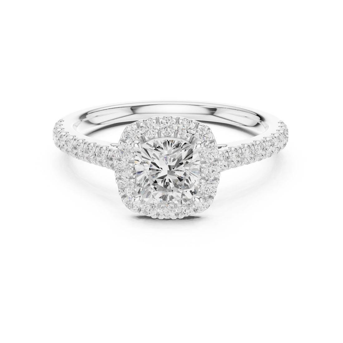  White Gold Radiant Halo Glow Engagement Ring Right View