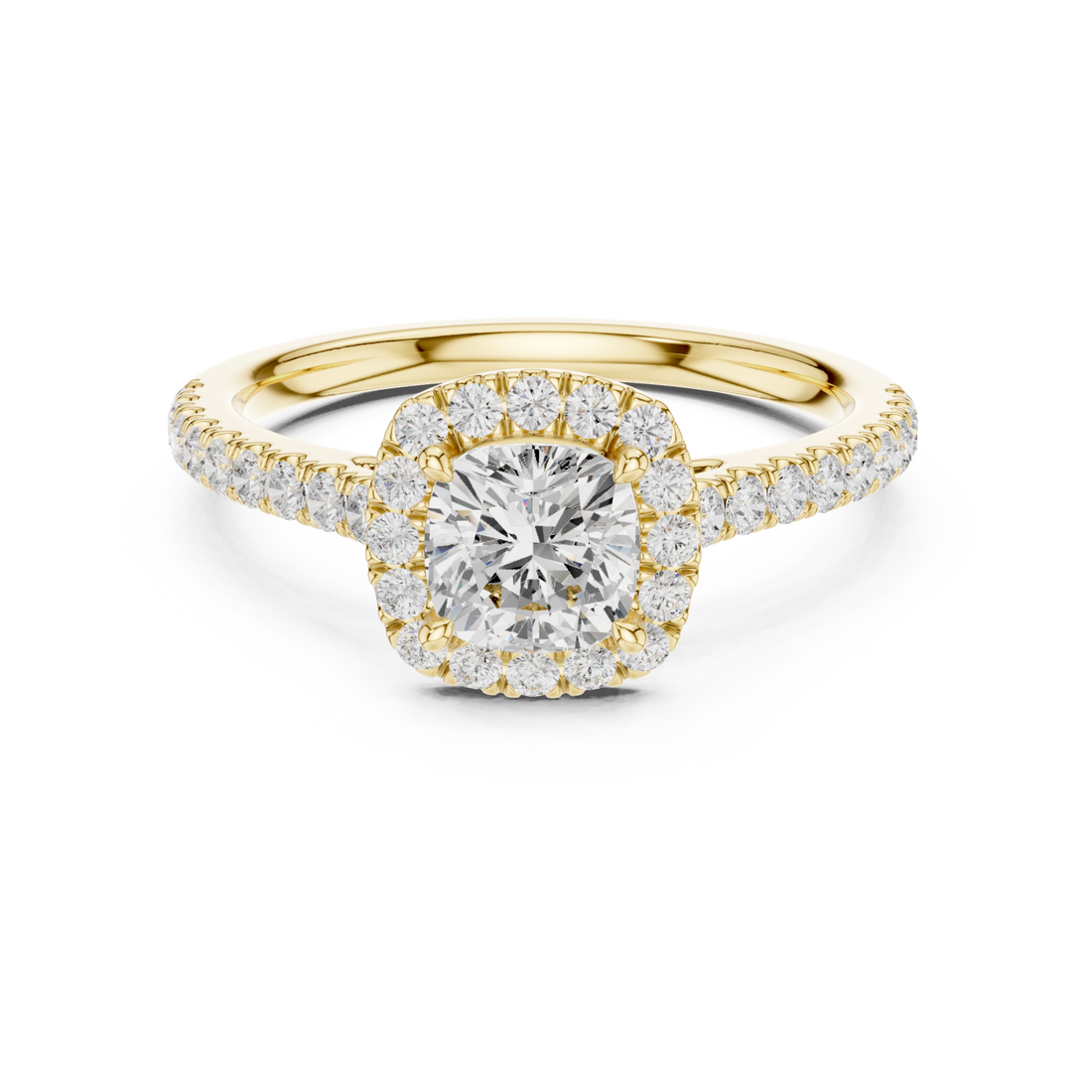 Gold Radiant Halo Glow Engagement Ring Right View