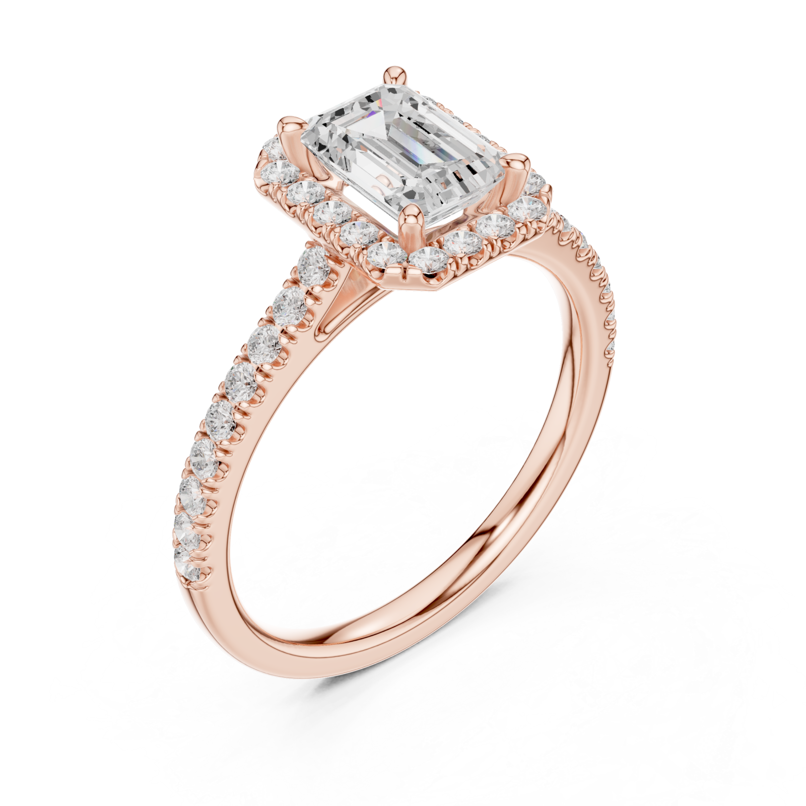  Rose Gold Lustrous Elegance Halo Ring Right View