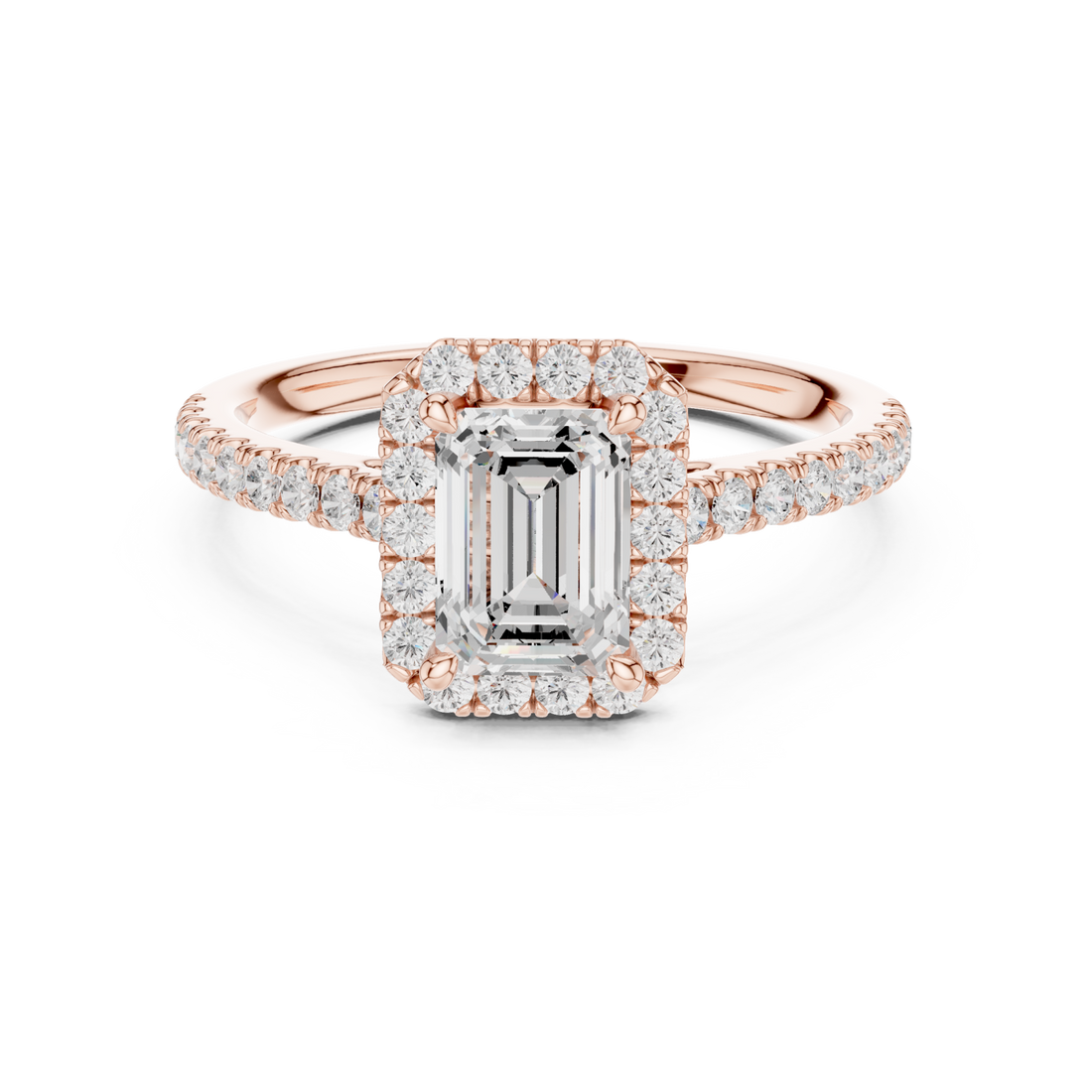  Rose Gold Lustrous Elegance Halo Ring Right View