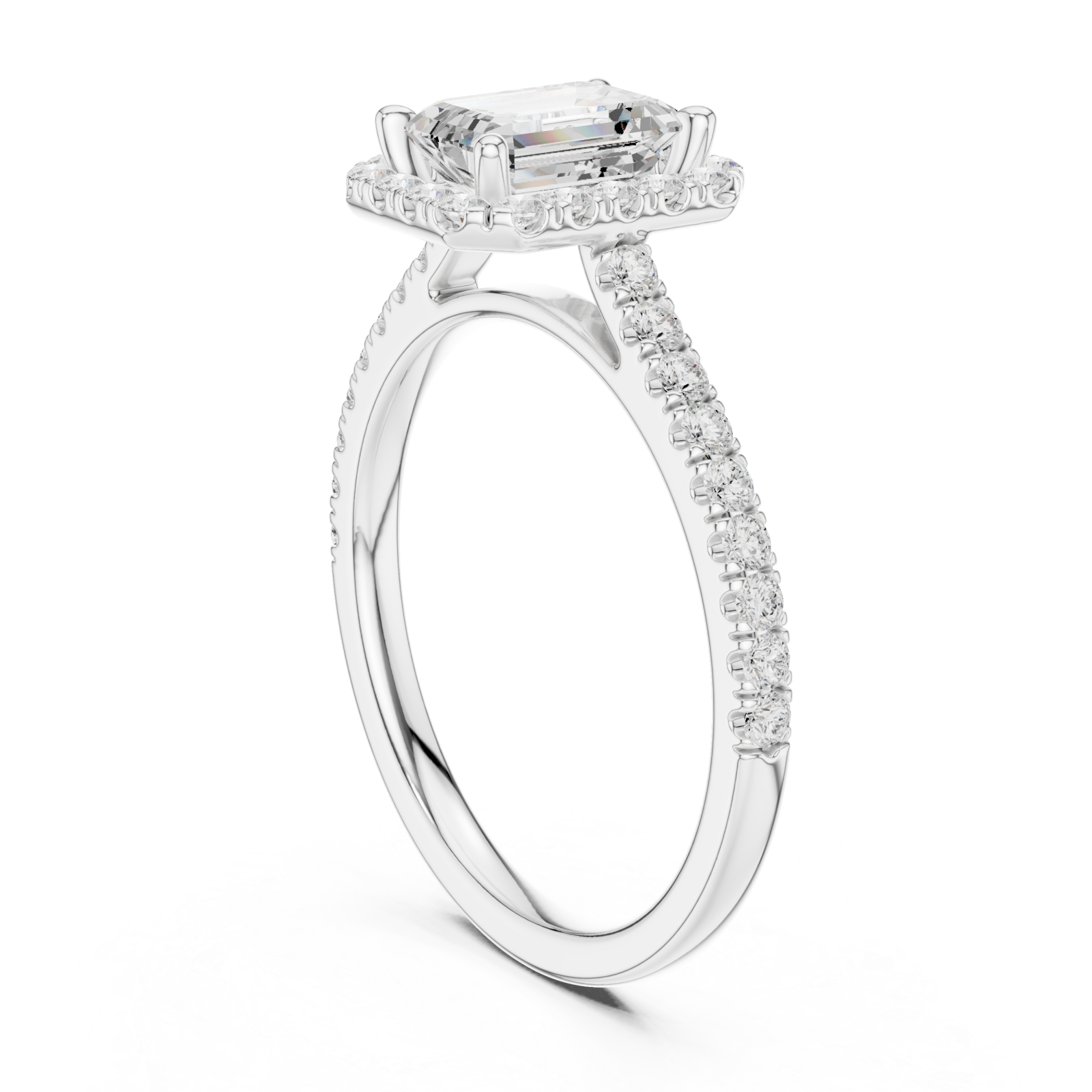  White Gold Lustrous Elegance Halo Ring Left View