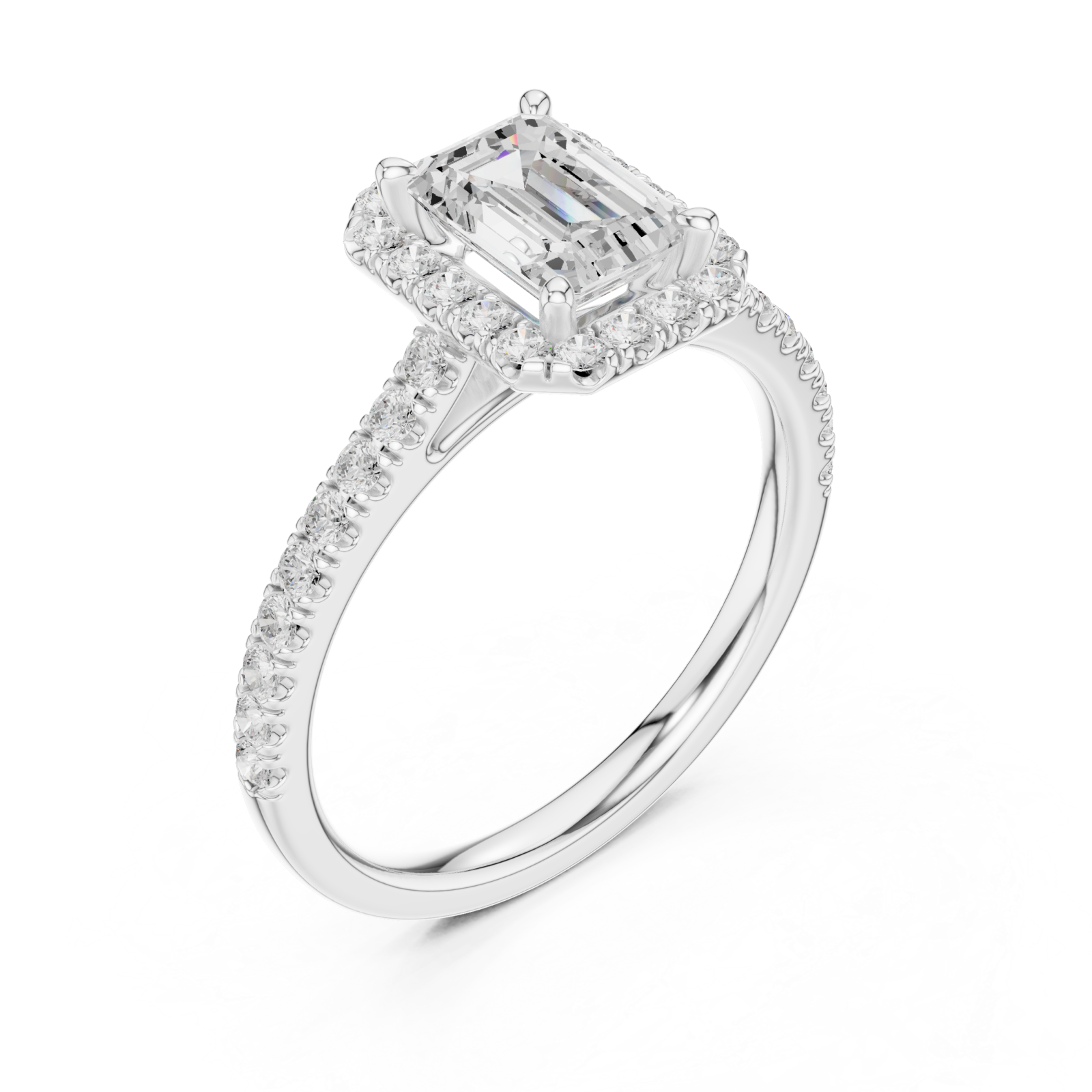  White Gold Lustrous Elegance Halo Ring Right View