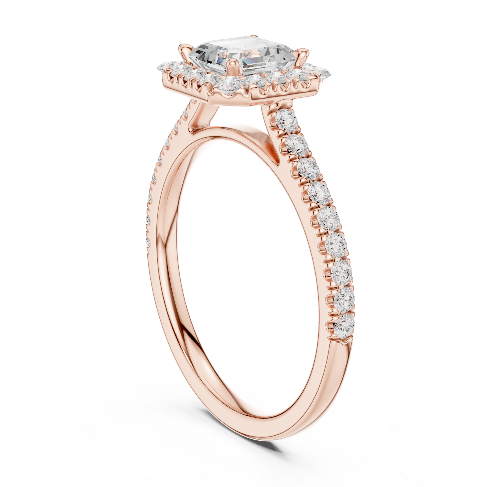  Rose Gold Celestial Harmony Halo Band Ring Left View