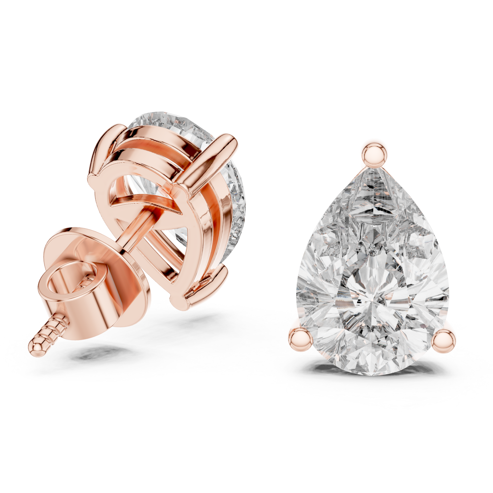  Rose Gold Celestial Droplet Stud Earrings Left View