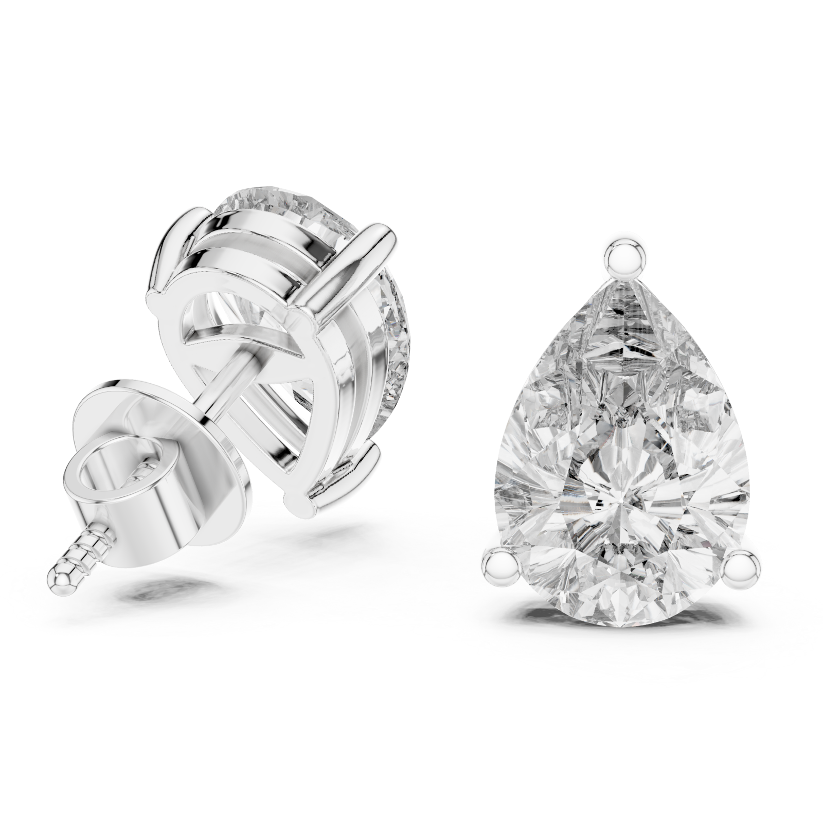  White Gold Celestial Droplet Stud Earrings Left View