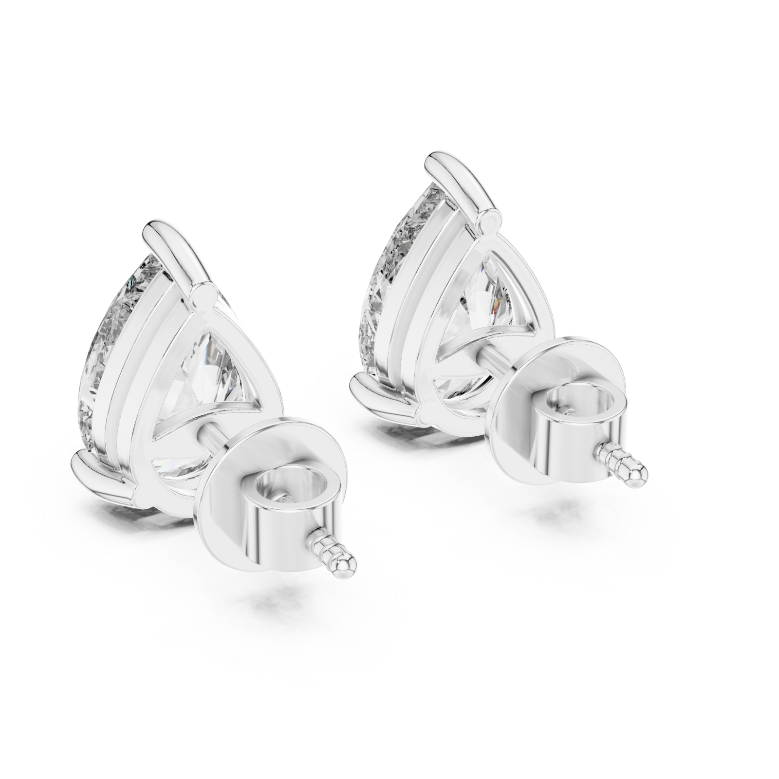  White Gold Celestial Droplet Stud Earrings Side View