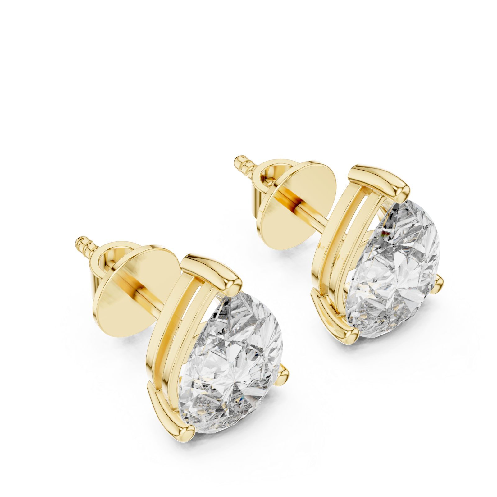 Gold Celestial Droplet Stud Earrings Right View