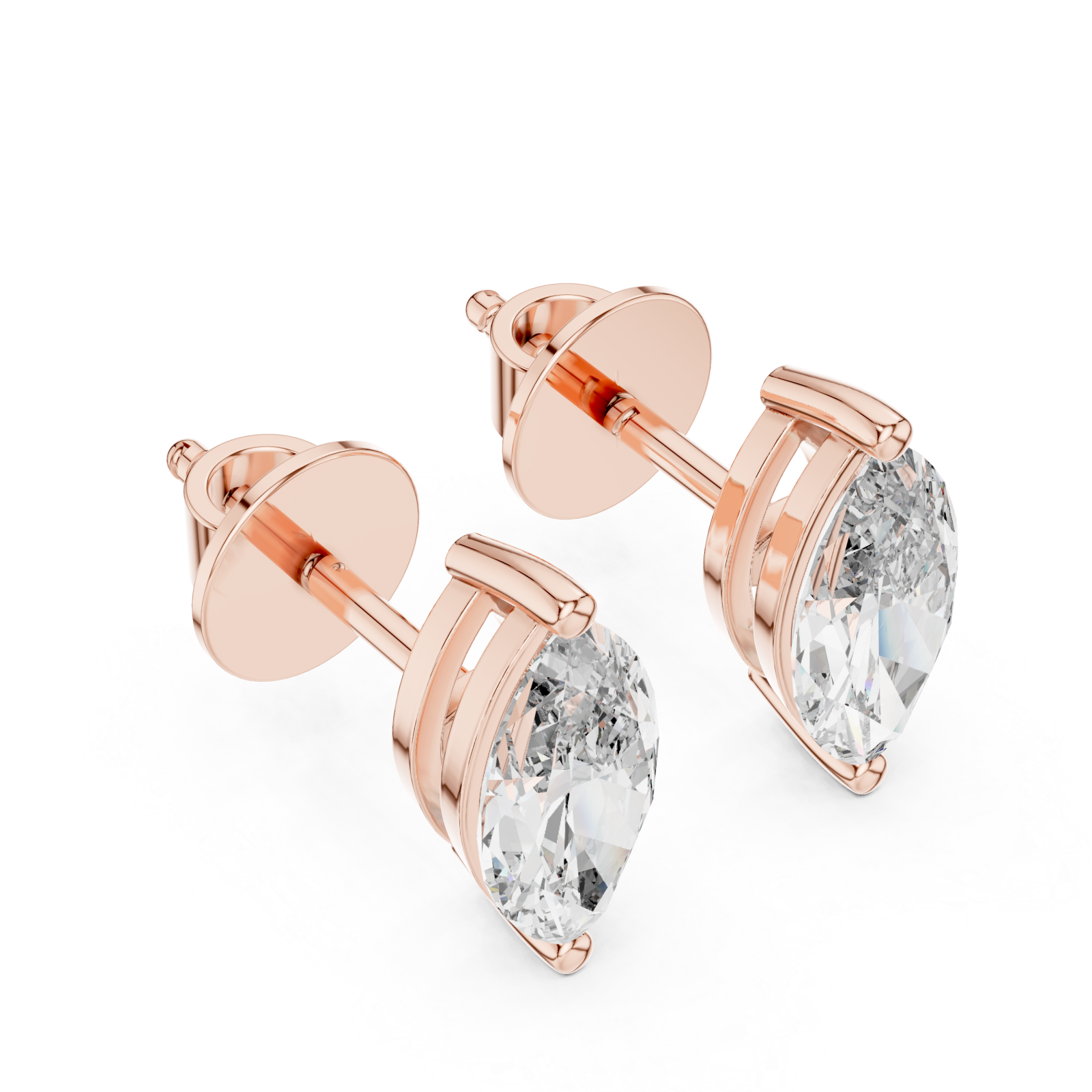  Rose Gold Ethereal Marquise Stud Earrings Right View