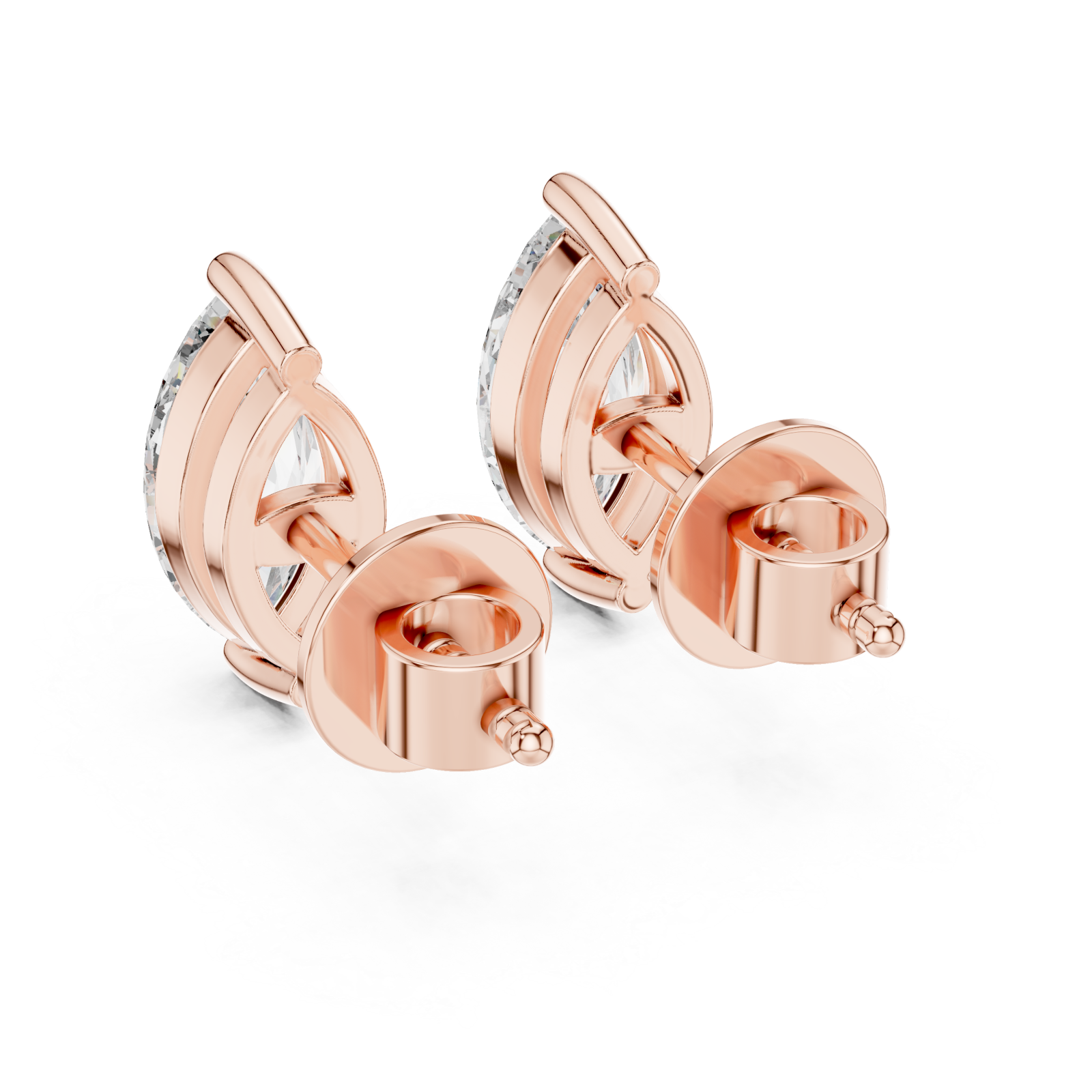  Rose Gold Ethereal Marquise Stud Earrings Side View