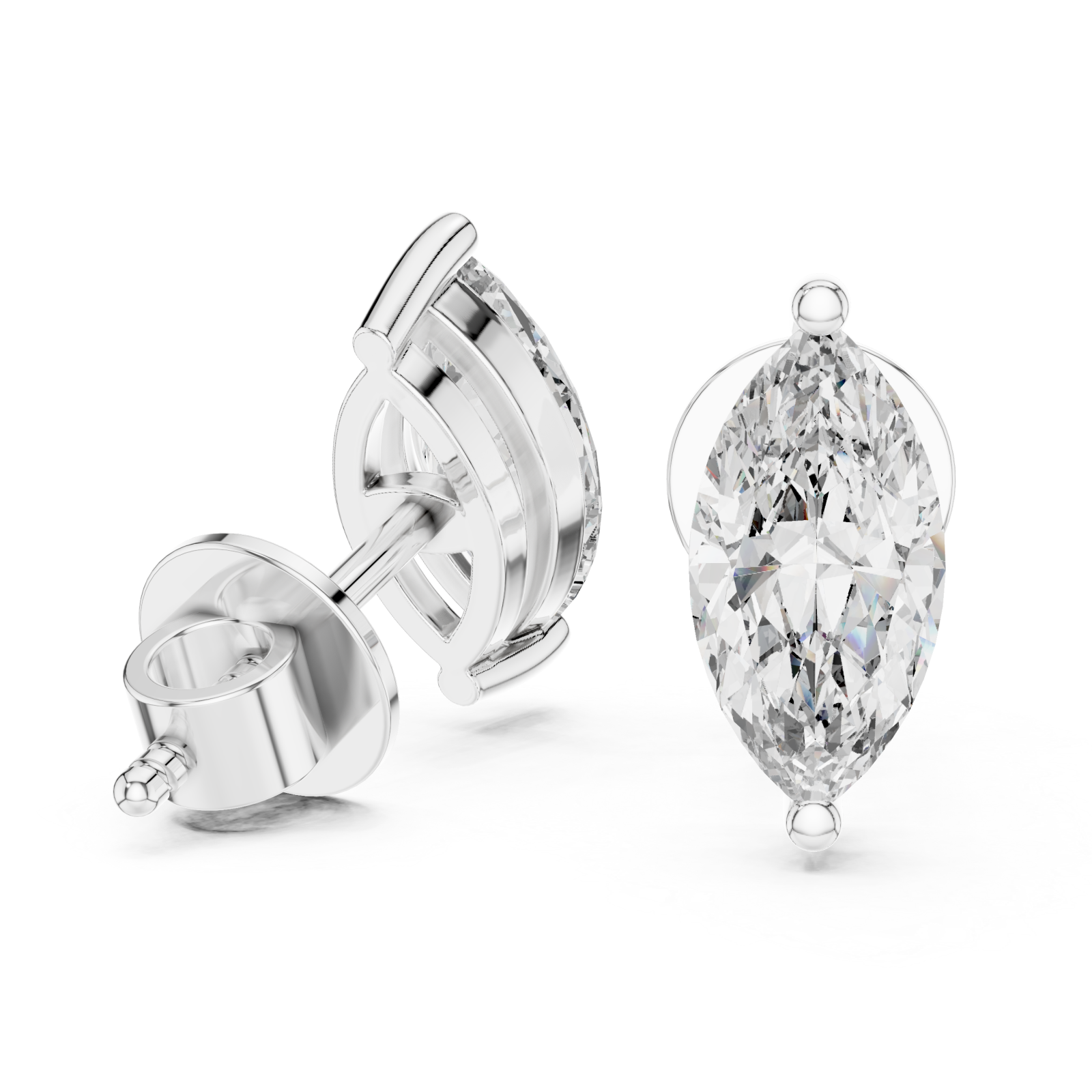  White Gold Ethereal Marquise Stud Earrings Left View