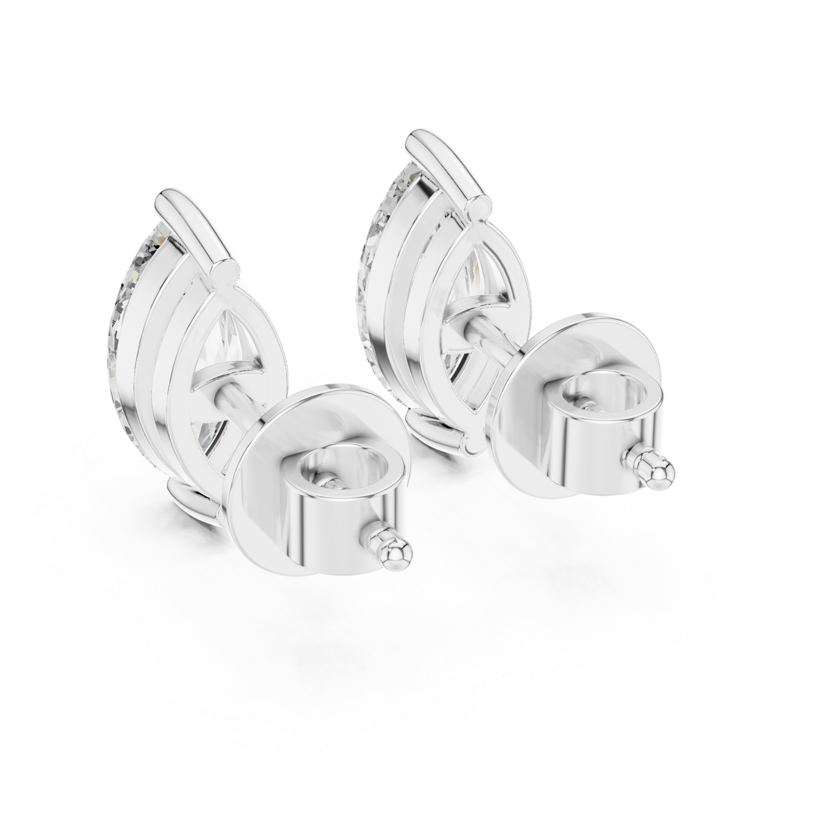  White Gold Ethereal Marquise Stud Earrings Side View