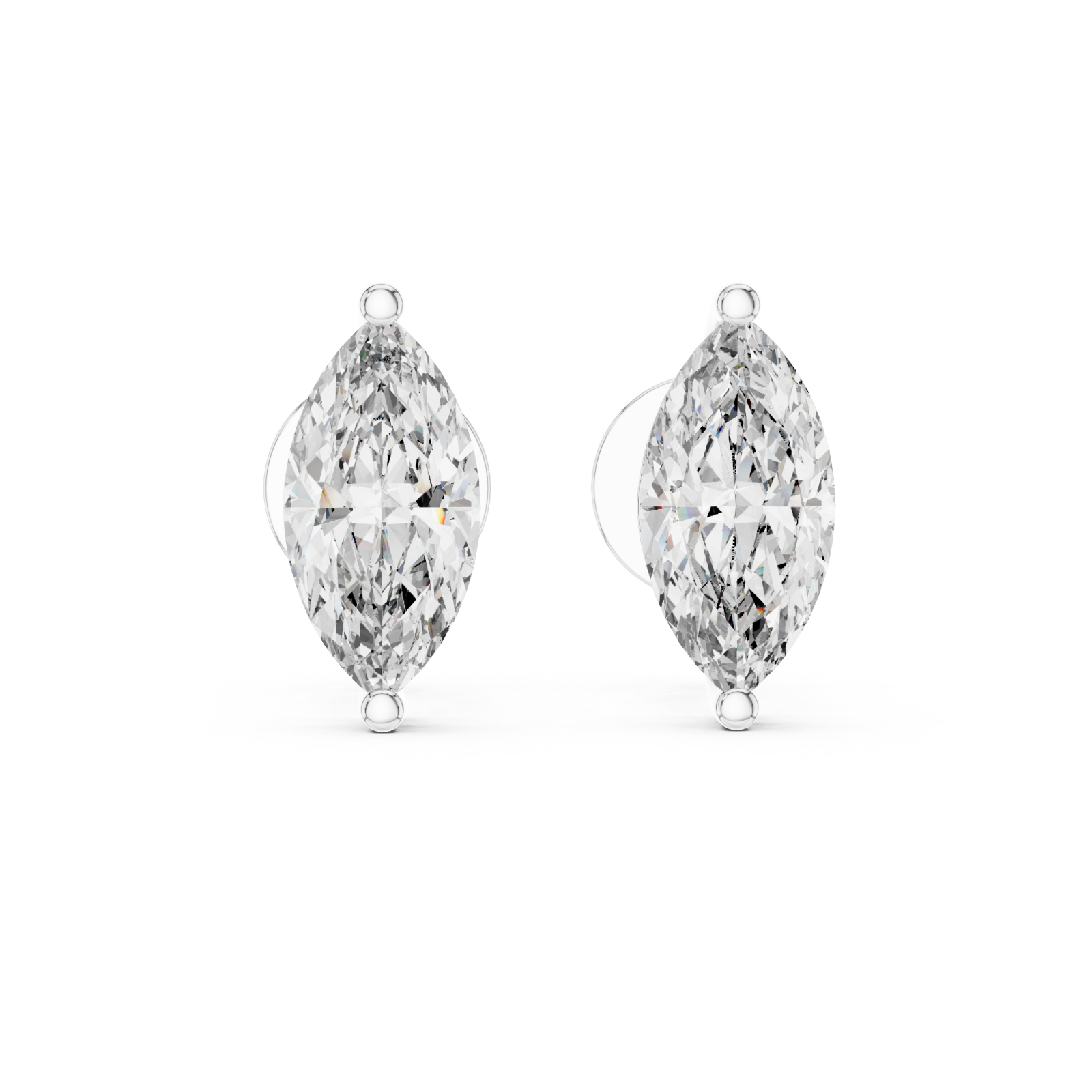  White Gold Ethereal Marquise Stud Earrings Front View