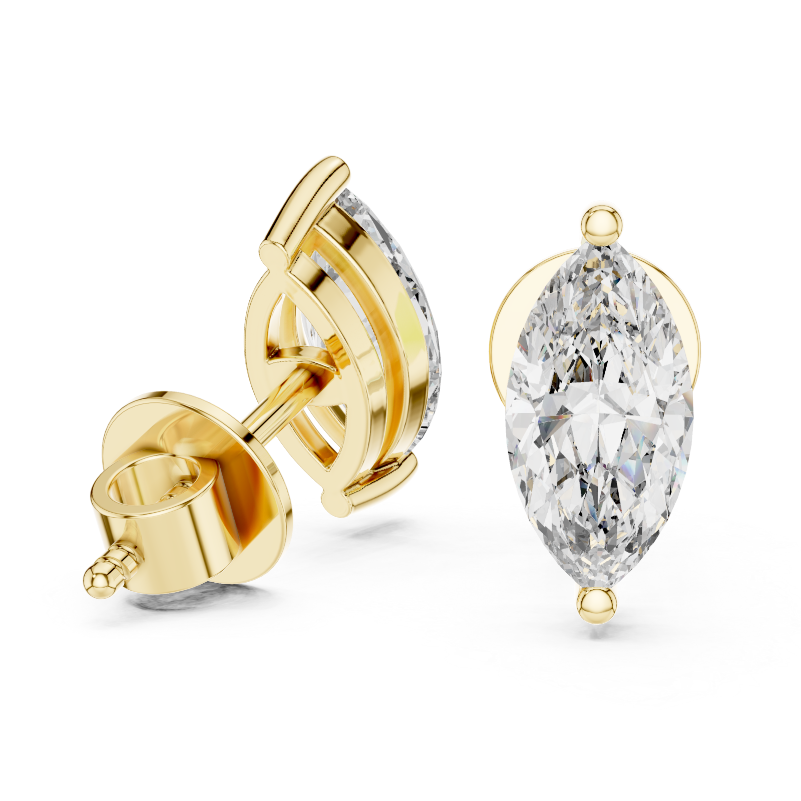  Gold Ethereal Marquise Stud Earrings Left View