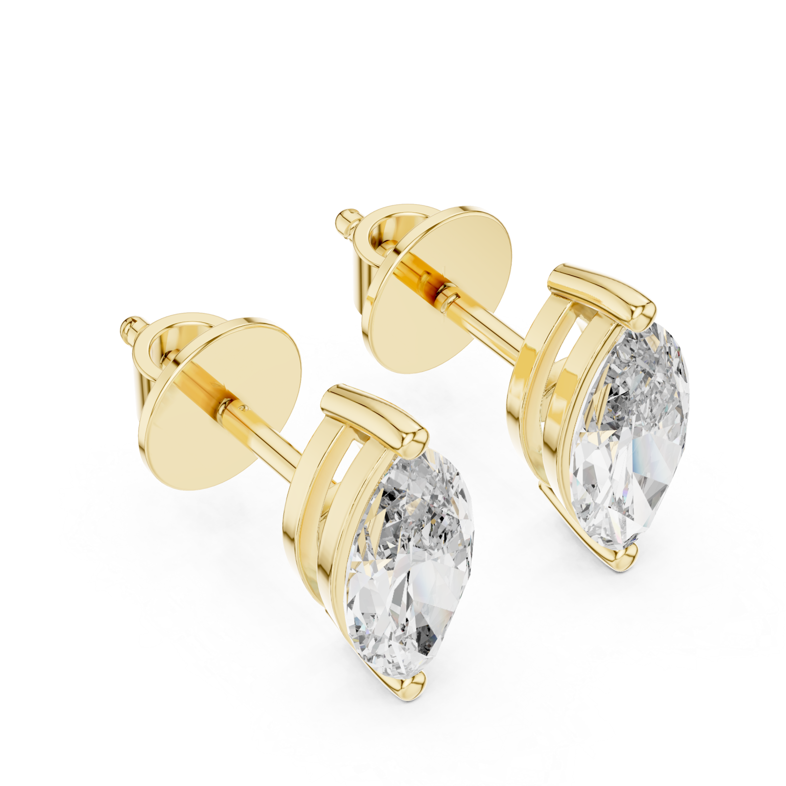 Gold Ethereal Marquise Stud Earrings Right View