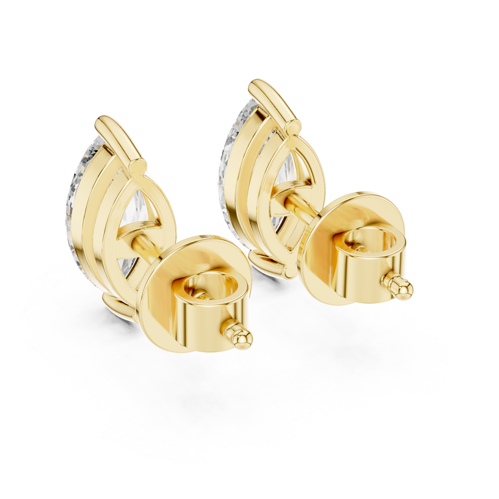 Gold Ethereal Marquise Stud Earrings Side View