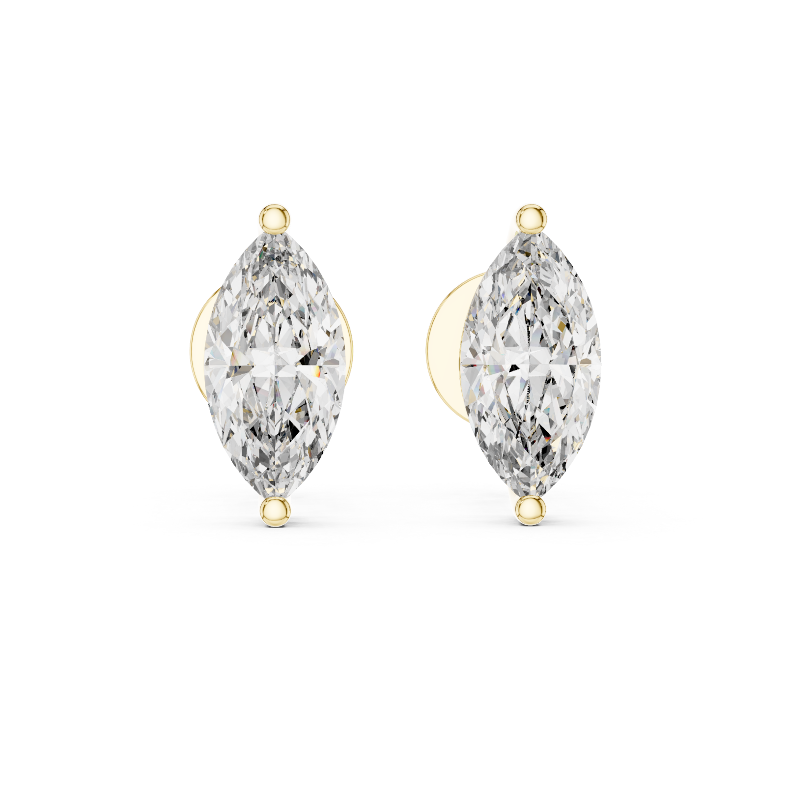  Gold Ethereal Marquise Stud Earrings Front View