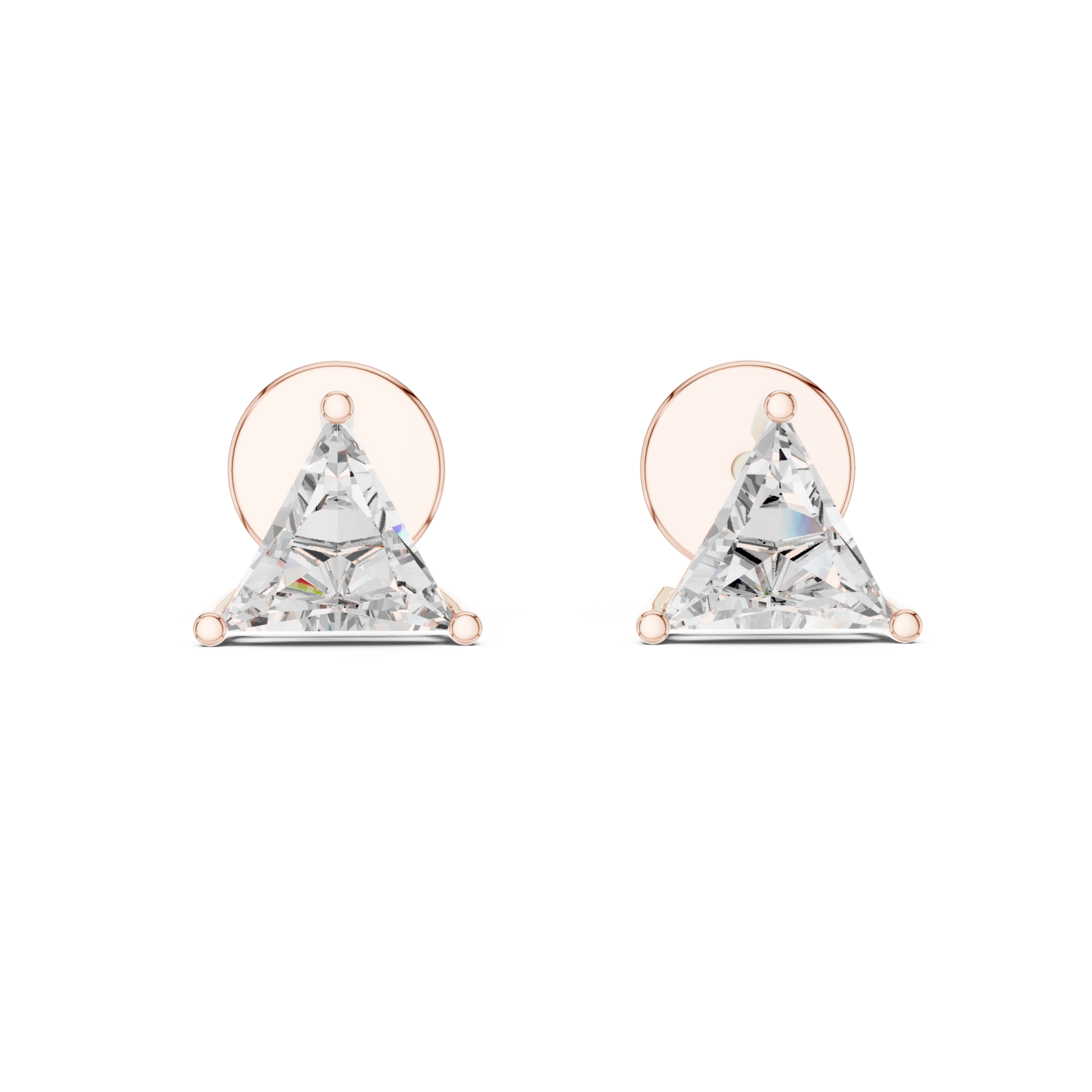  Rose Gold Crystal Apex Luxe Stud Earrings Front View