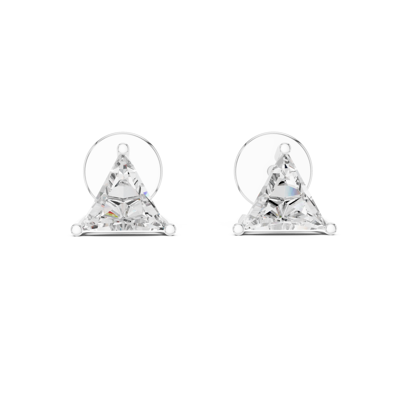  White Gold Crystal Apex Luxe Stud Earrings Front View