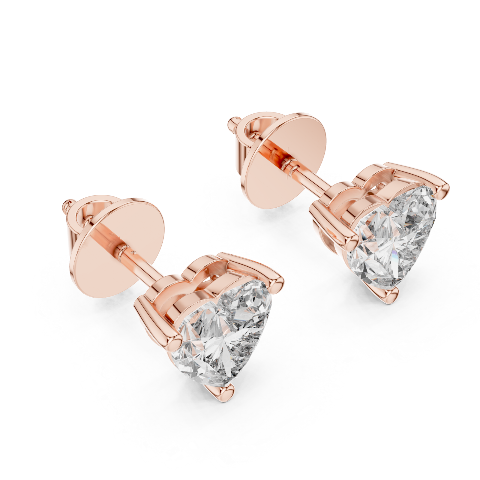  Rose Gold Luminous Heart Embrace Stud Earrings Right View