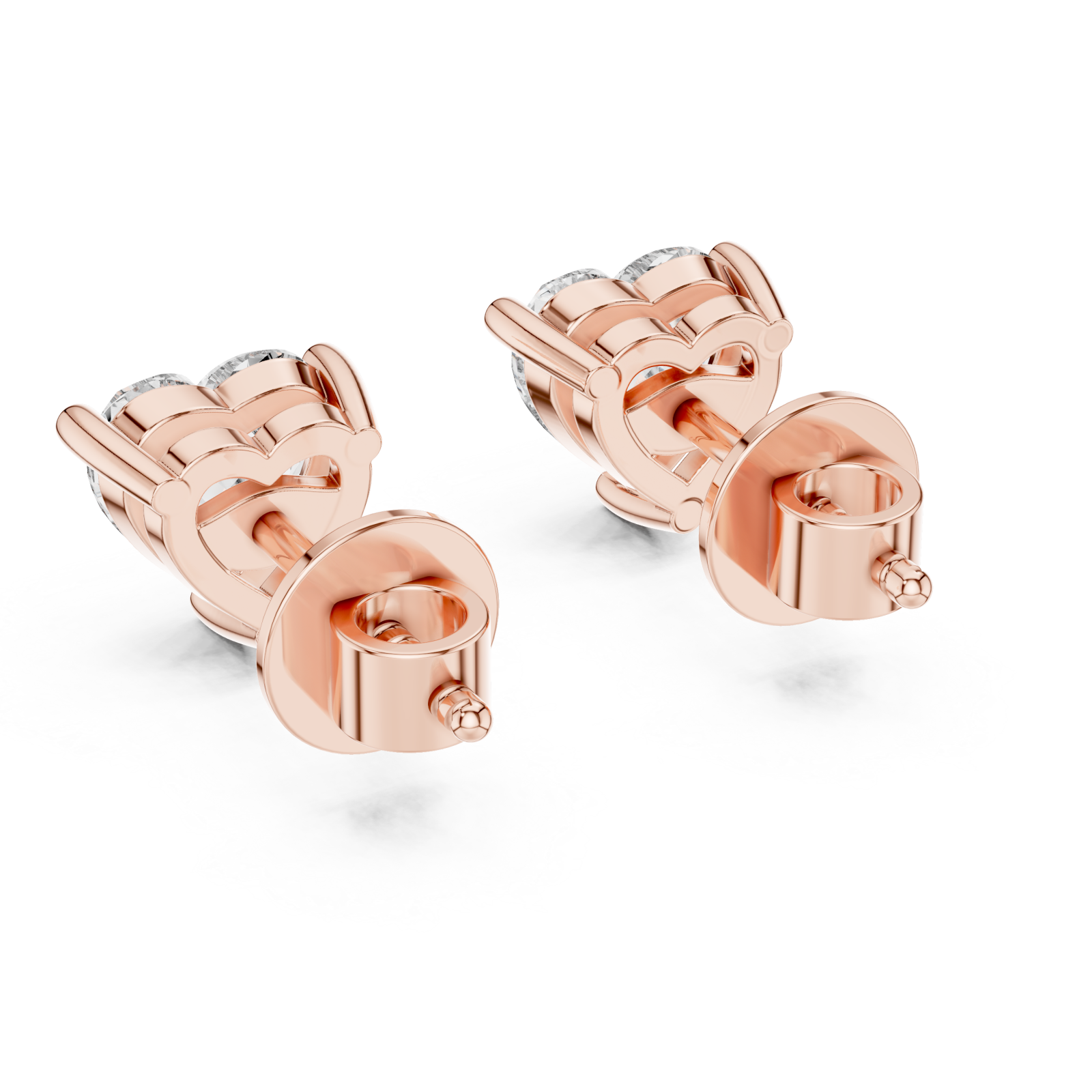  Rose Gold Luminous Heart Embrace Stud Earrings Side View