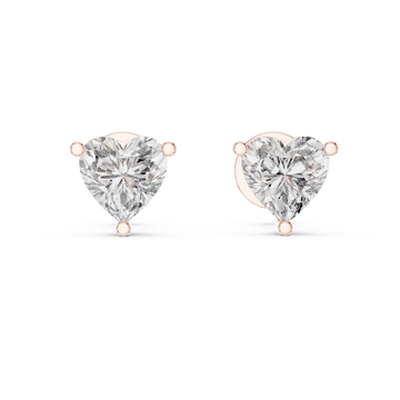  Rose Gold Luminous Heart Embrace Stud Earrings Front View
