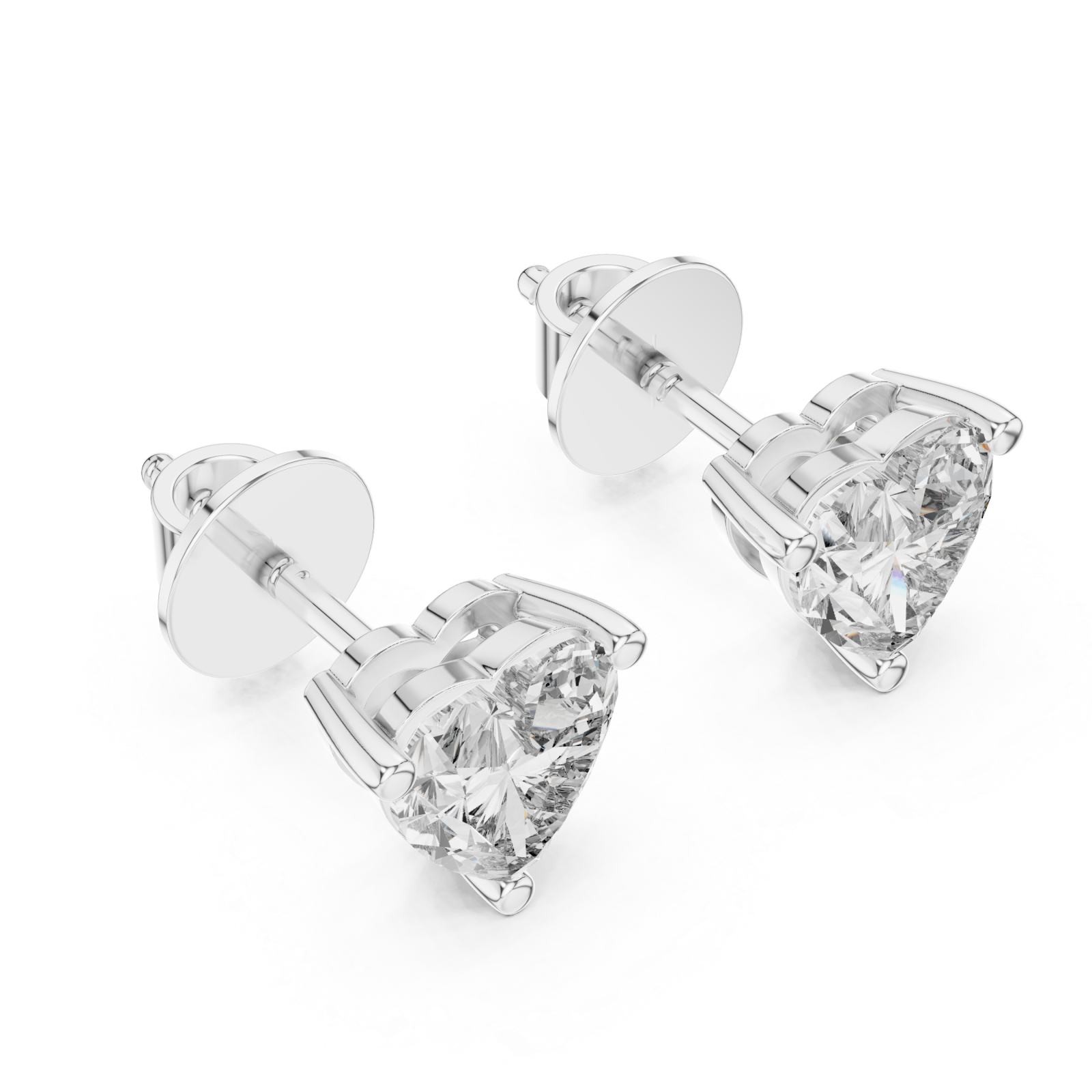  White Gold Luminous Heart Embrace Stud Earrings Right View