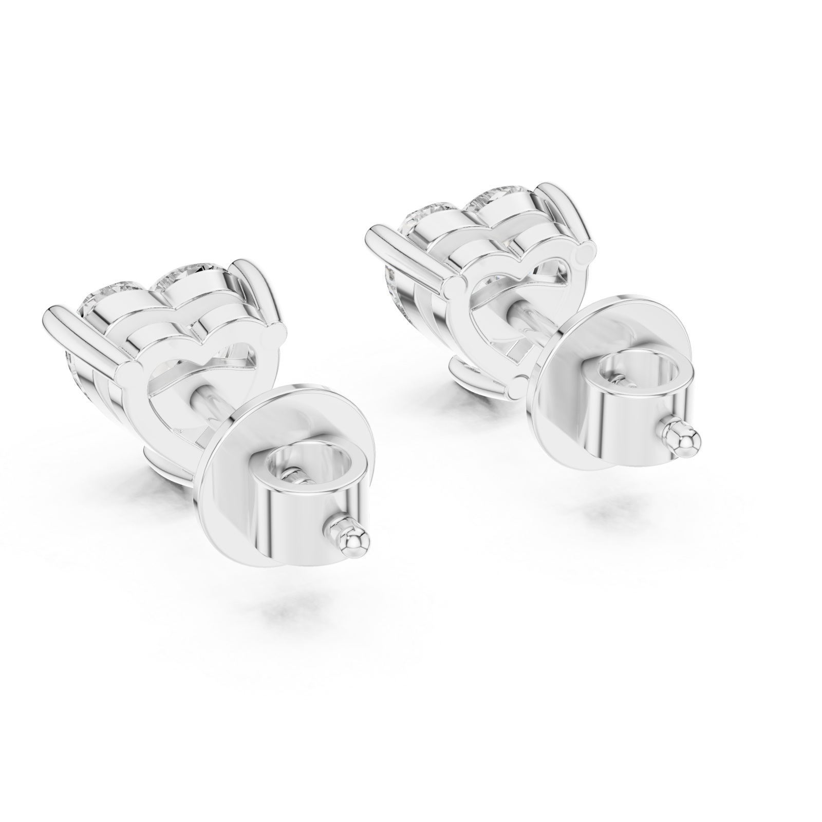 White Gold Luminous Heart Embrace Stud Earrings Side View