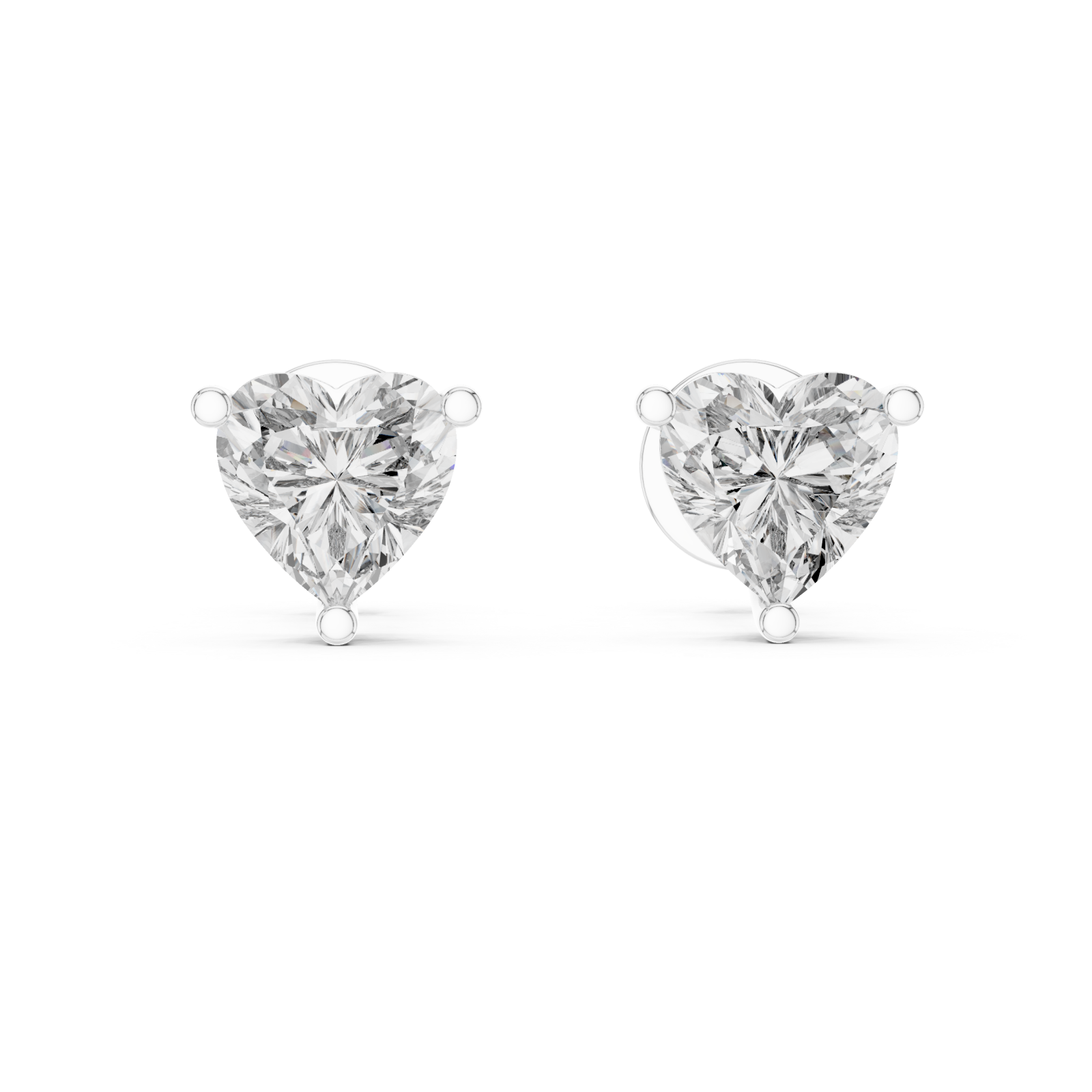  White Gold Luminous Heart Embrace Stud Earrings Front View