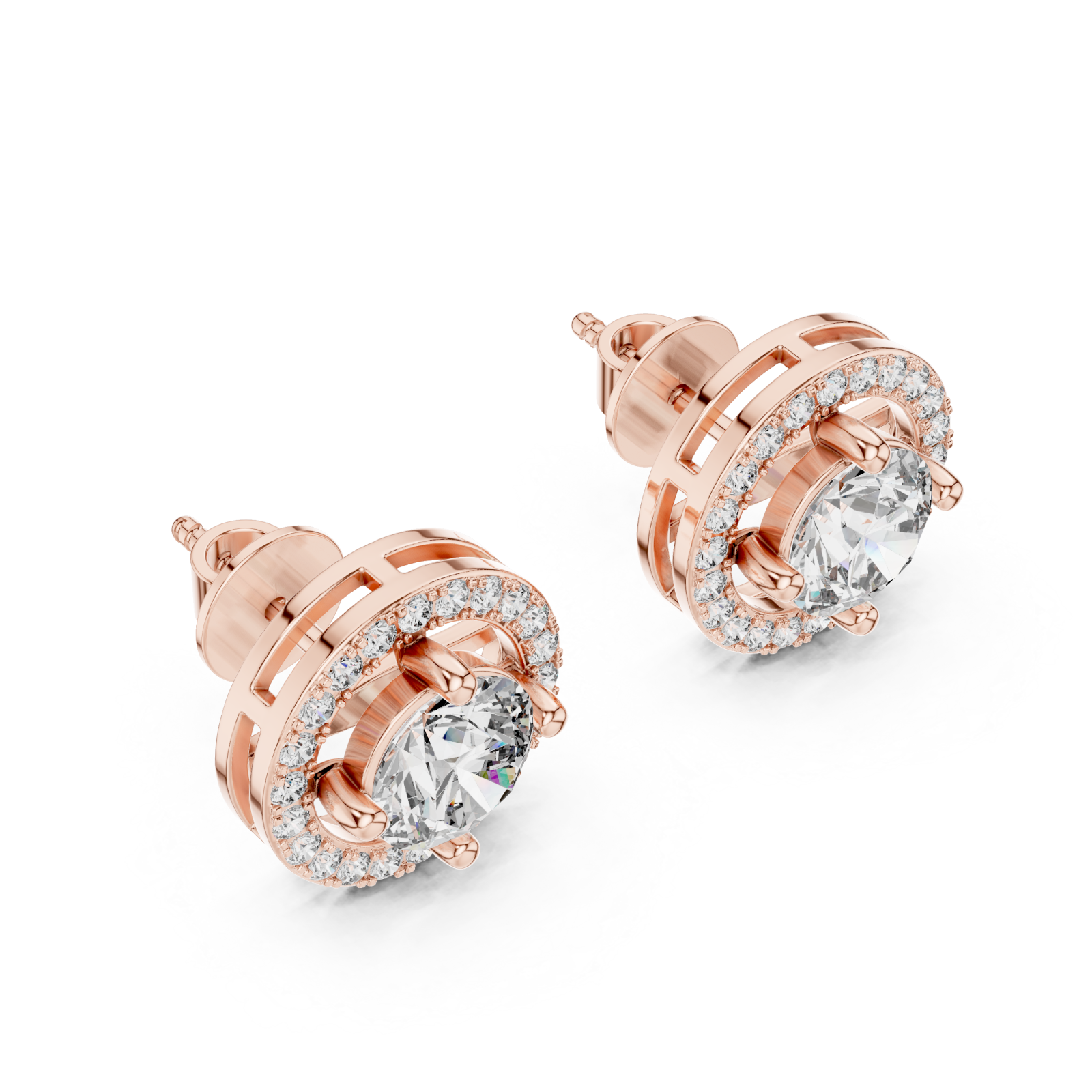  Rose Gold Celestial Halo Radiance Stud Earrings Right View
