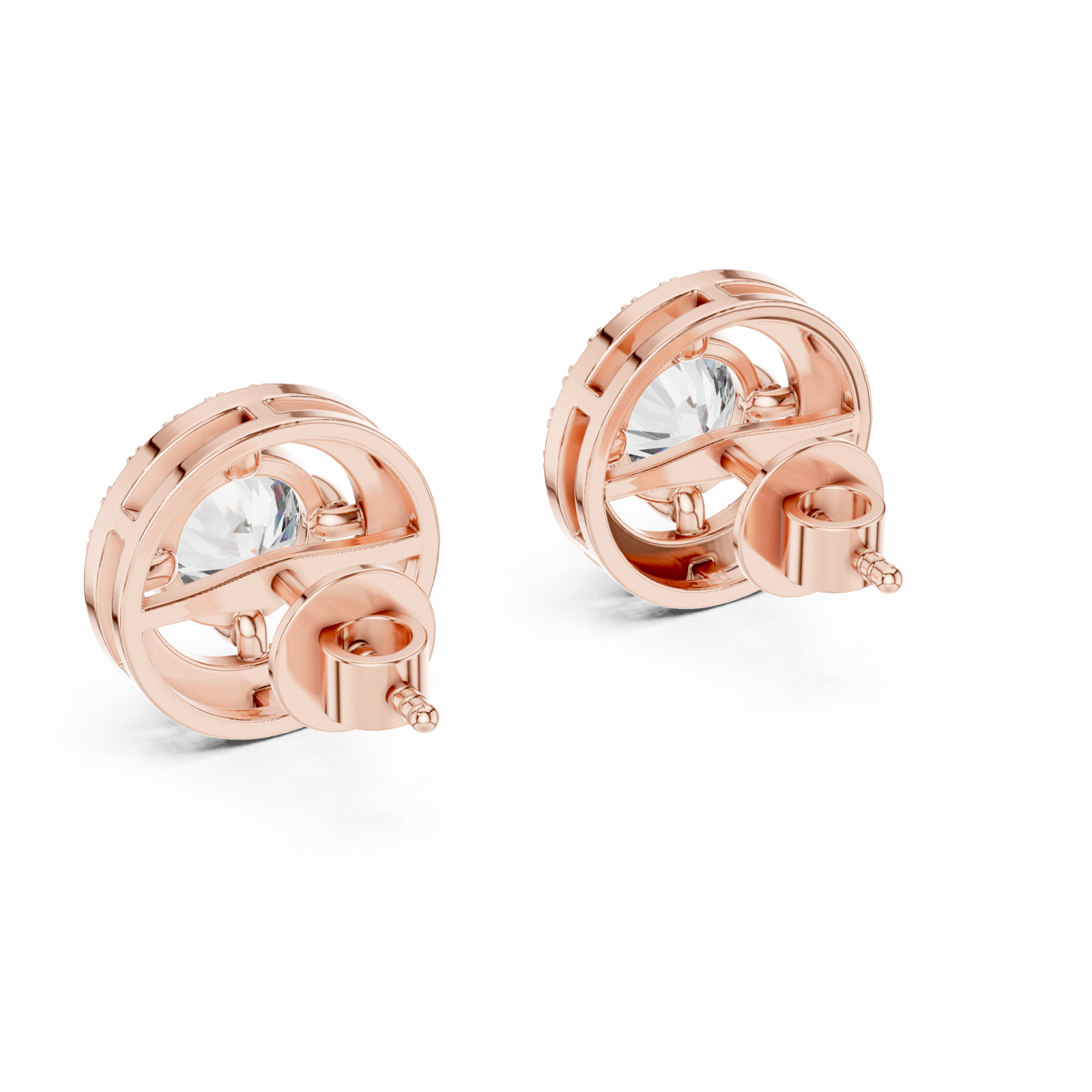  Rose Gold Celestial Halo Radiance Stud Earrings Side View