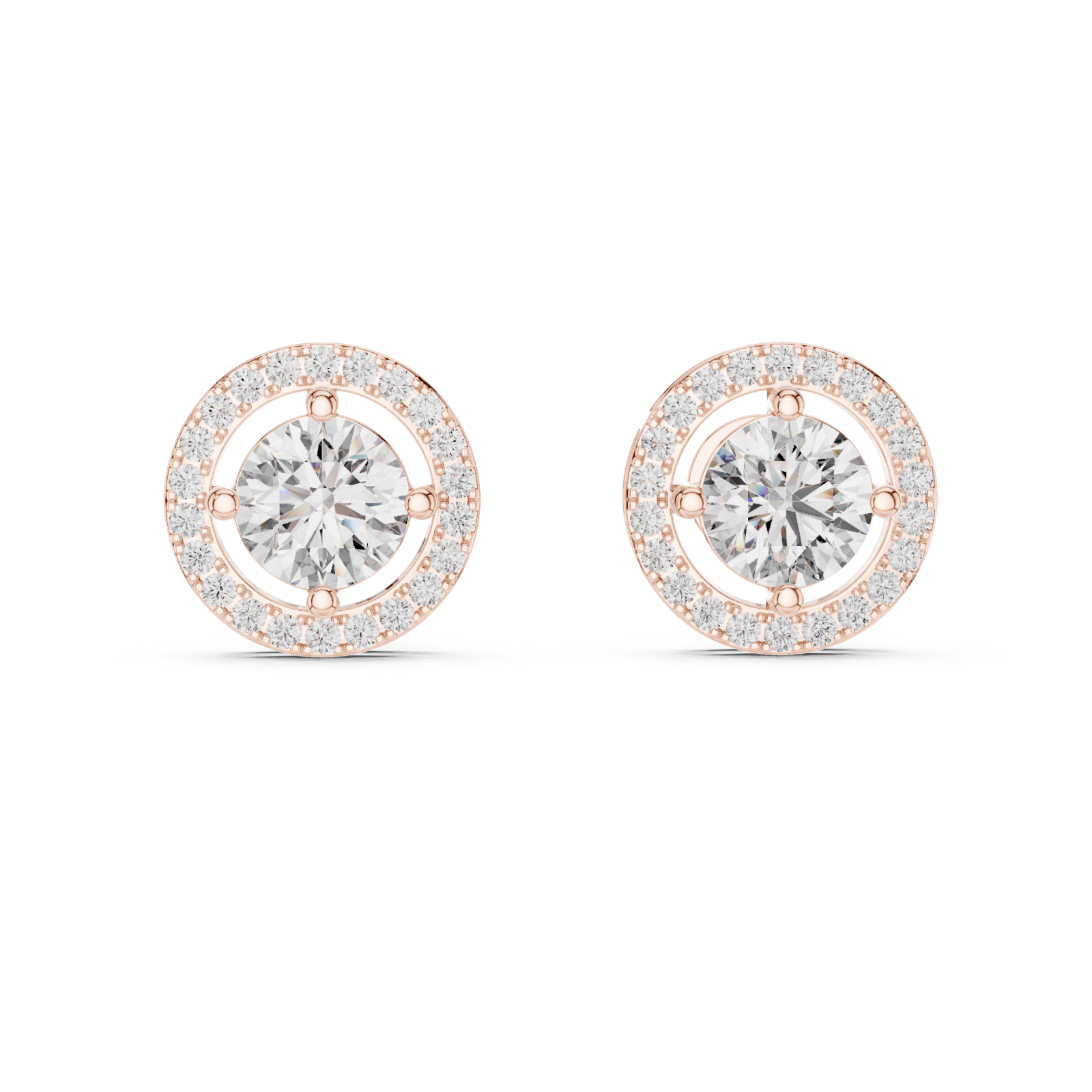  Rose Gold Celestial Halo Radiance Stud Earrings Front View