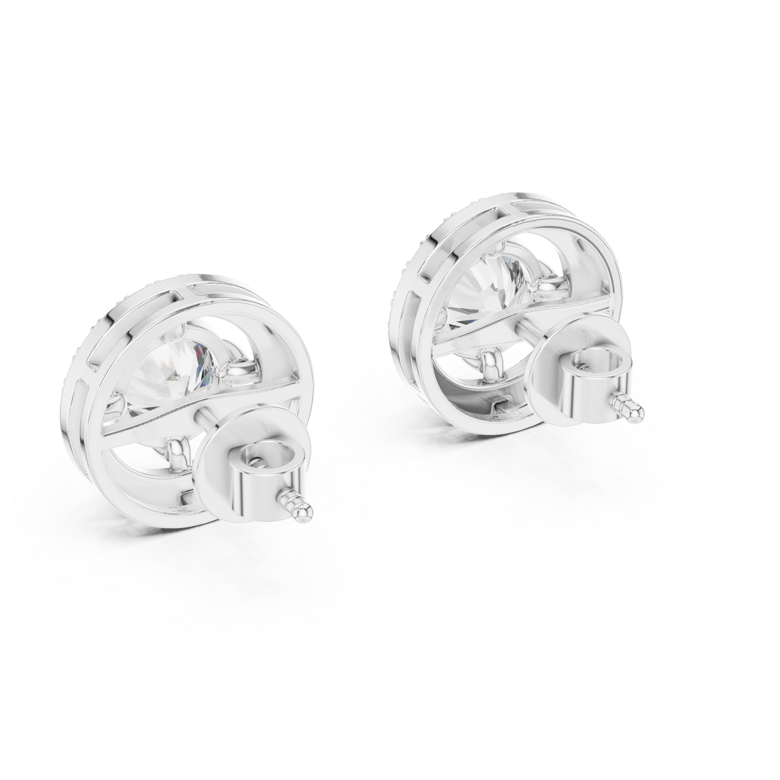  White Gold Celestial Halo Radiance Stud Earrings Side View