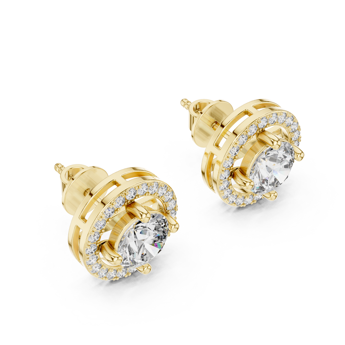 Gold Celestial Halo Radiance Stud Earrings Right View