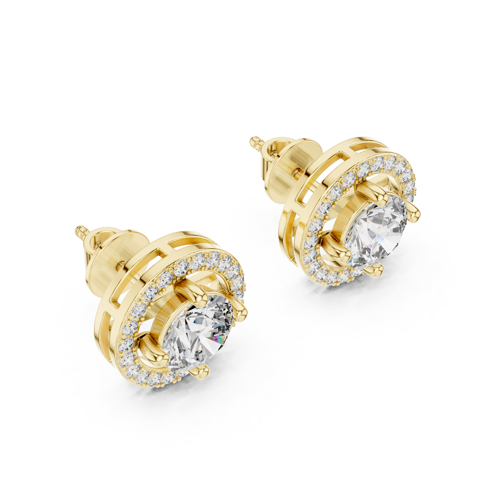 Gold Celestial Halo Radiance Stud Earrings Right View